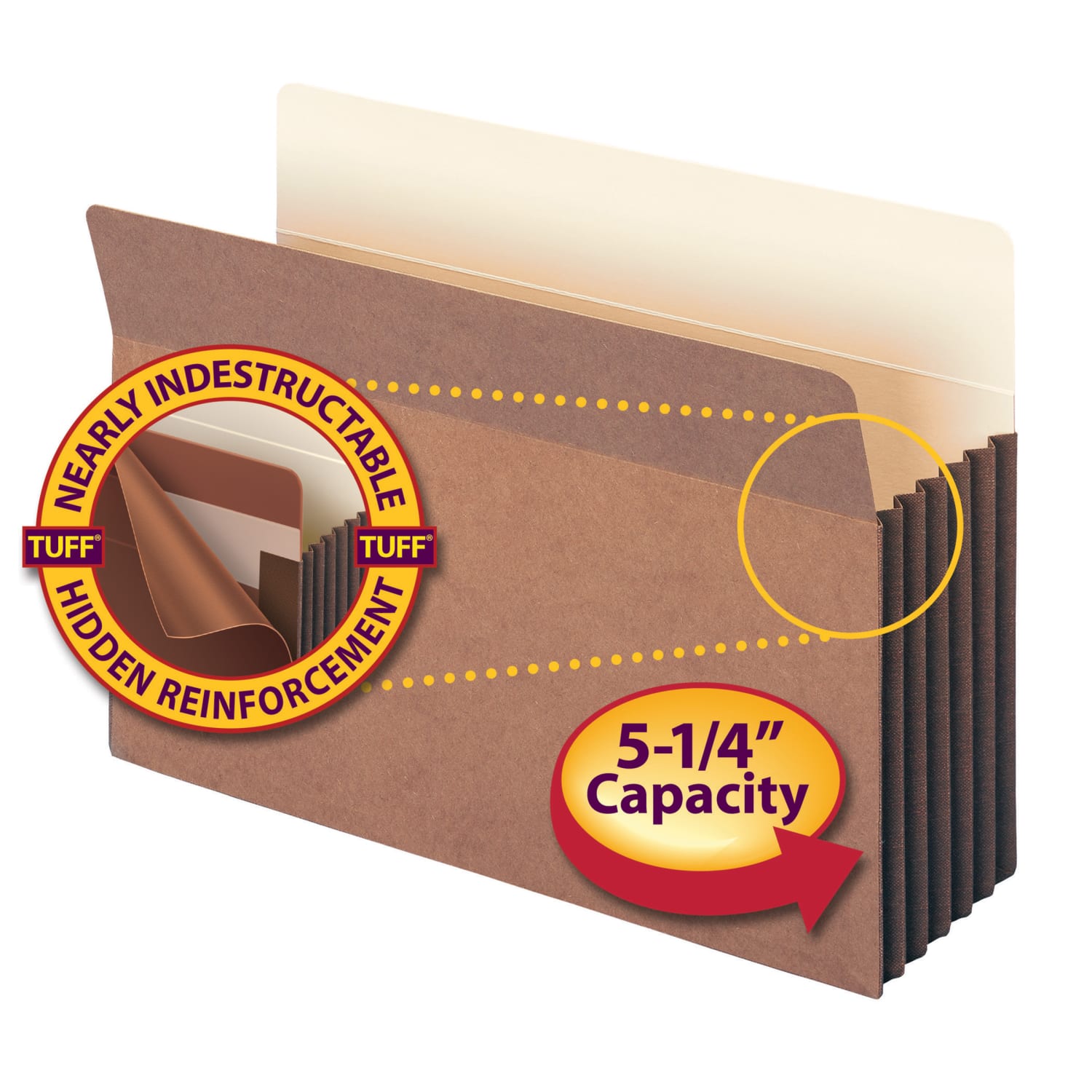 Smead TUFF Pocket File Pockets, 5 1/4in Expansion, 9 1/2in x 14 3/4in, 30% Recycled, Dark Brown, Pack Of 10 - Image 3