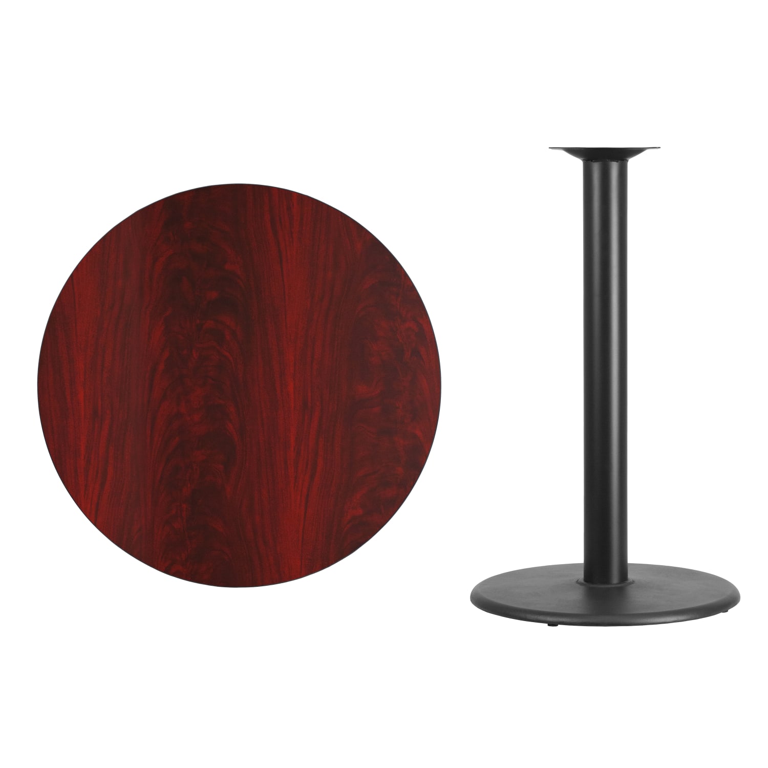 Flash Furniture Round Laminate Table Top With Round Bar Height Table Base, 43-3/16inH x 36inW x 36inD, Mahogany - Image 5