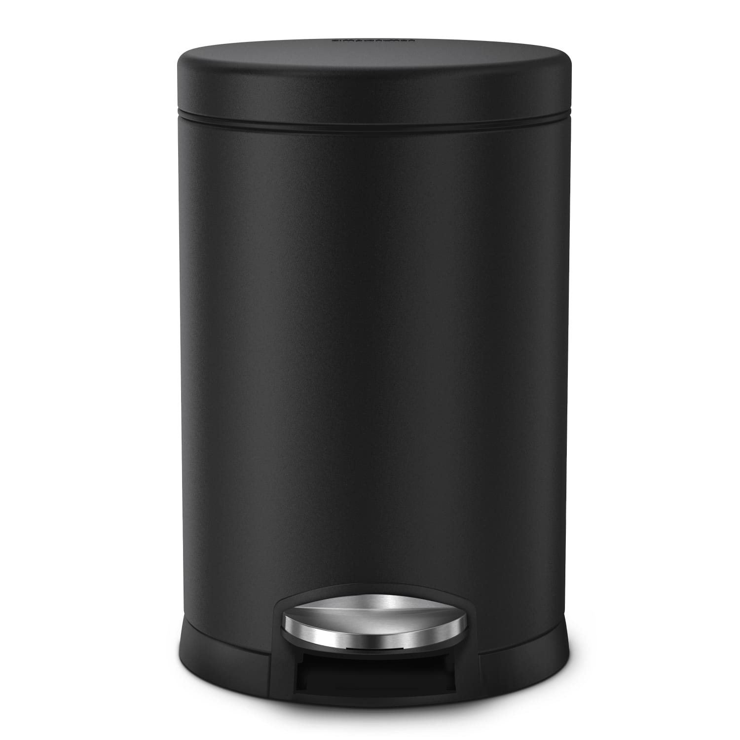 simplehuman Mini Round Step Trash Can, 1.2 Gallons, 12.1inH x 7.6inW x 10inD, Matte Black Steel - Image 3