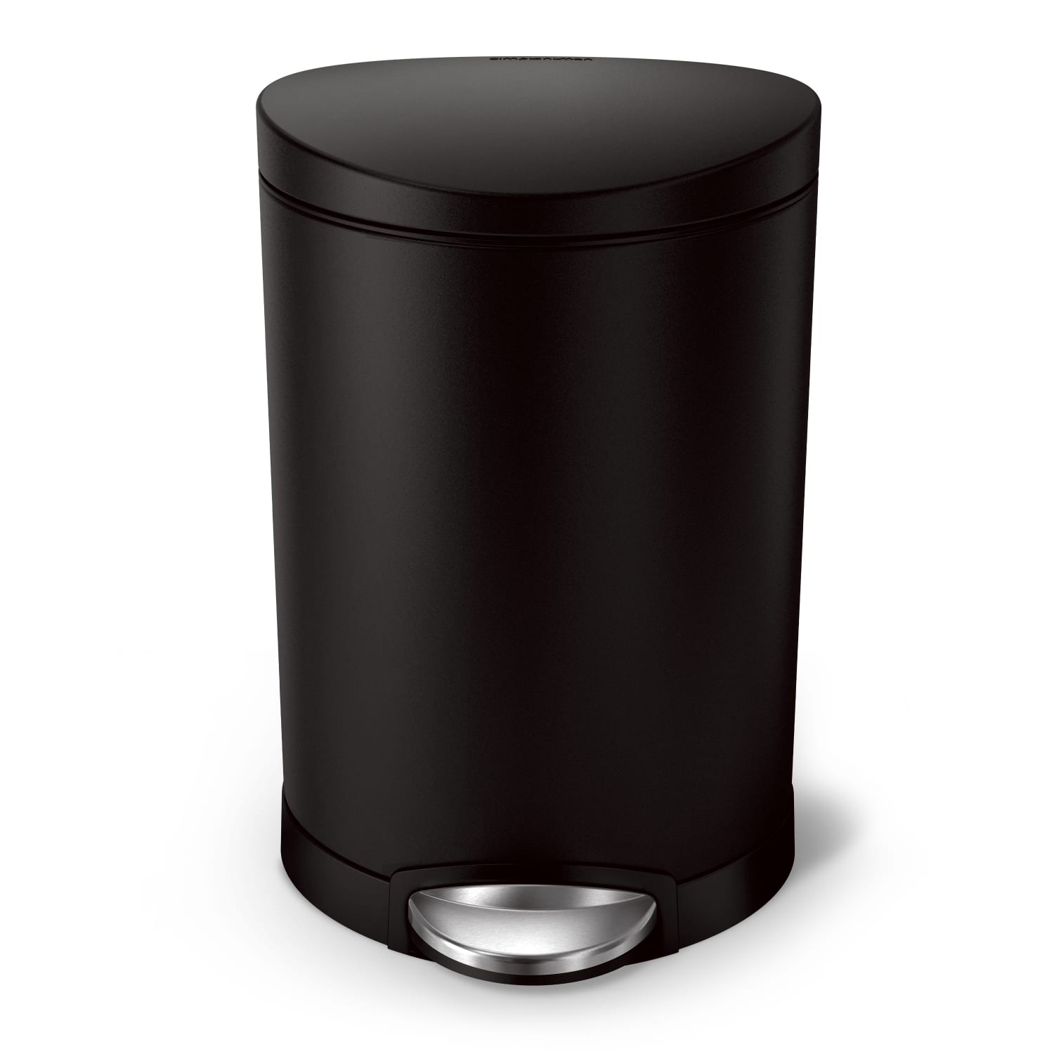 simplehuman Fingerprint-Proof Steel Mini Semi-Round Trash Can, 1.6 Gallon, Matte Black - Image 3