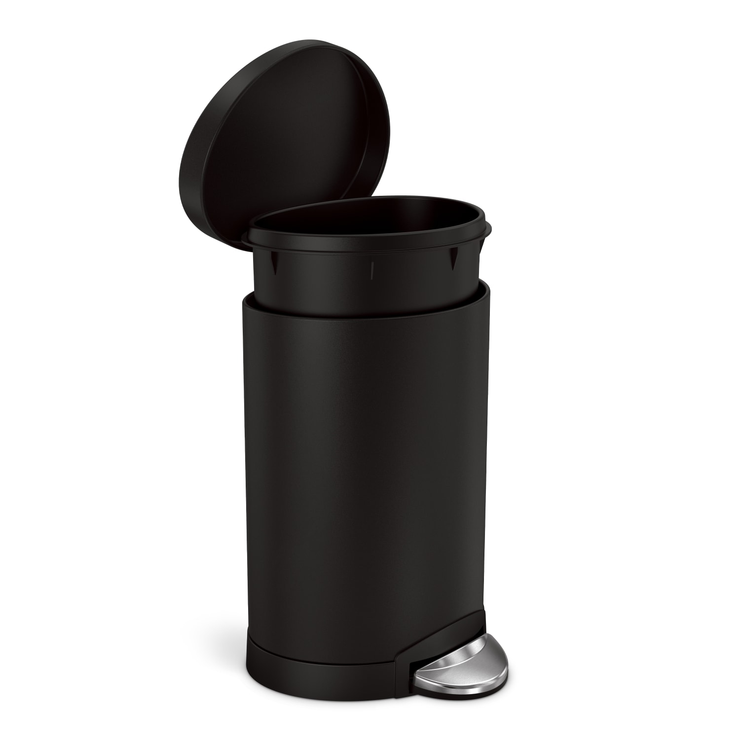 simplehuman Fingerprint-Proof Steel Mini Semi-Round Trash Can, 1.6 Gallon, Matte Black - Image 4
