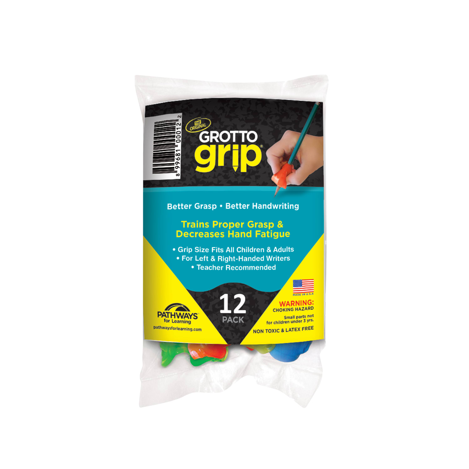 Pathways For Learning Grotto Grips, Assorted Colors, Pack Of 12