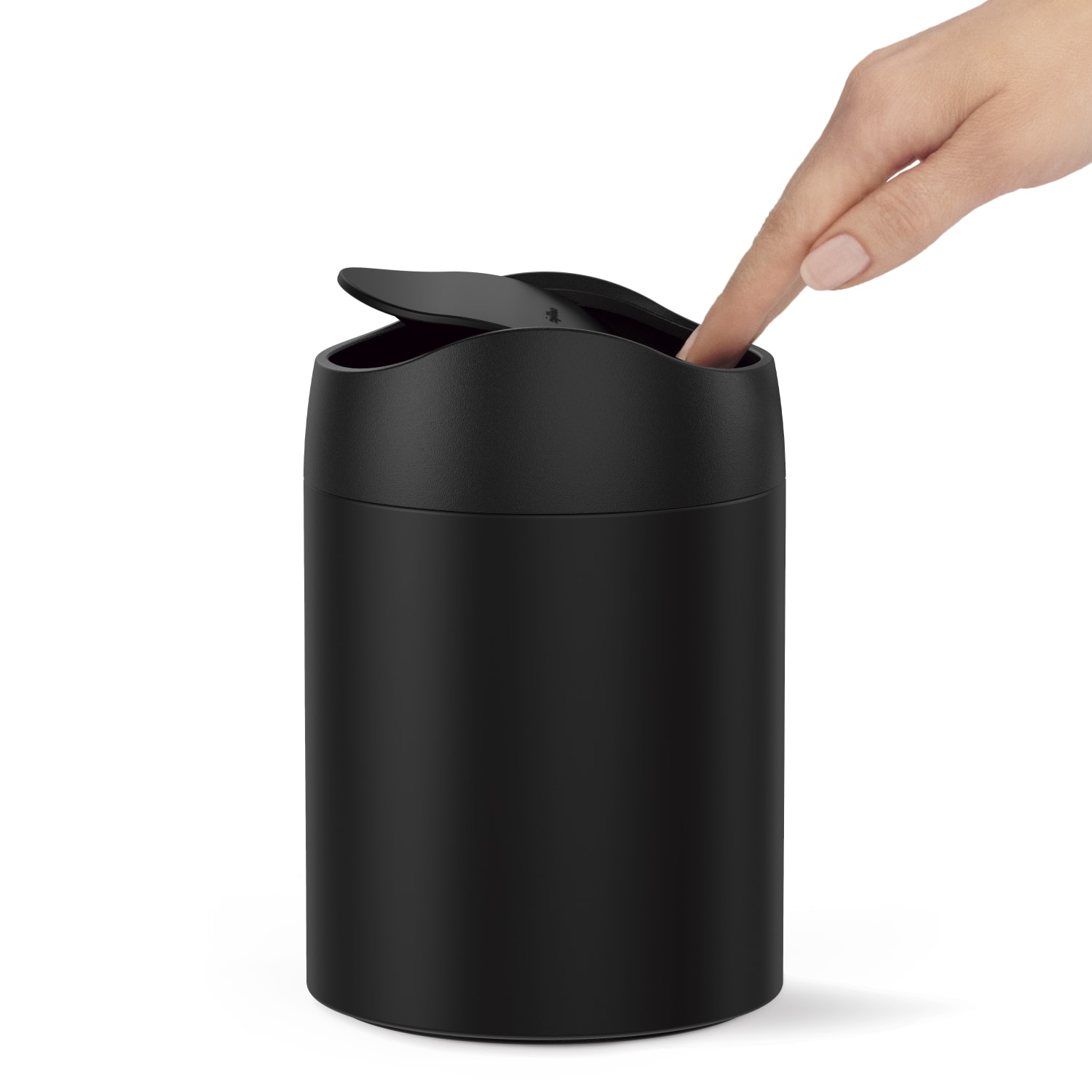 simplehuman Steel Mini Round Trash Can, 0.4 Gallon, Matte Black - Image 4