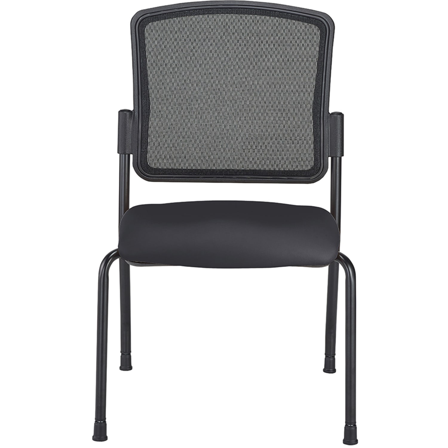 WorkPro Spectrum Series Mesh/Vinyl Stacking Guest Chair with Antimicrobial Protection, Armless, Black, Set Of 2 Chairs, BIFMA Compliant