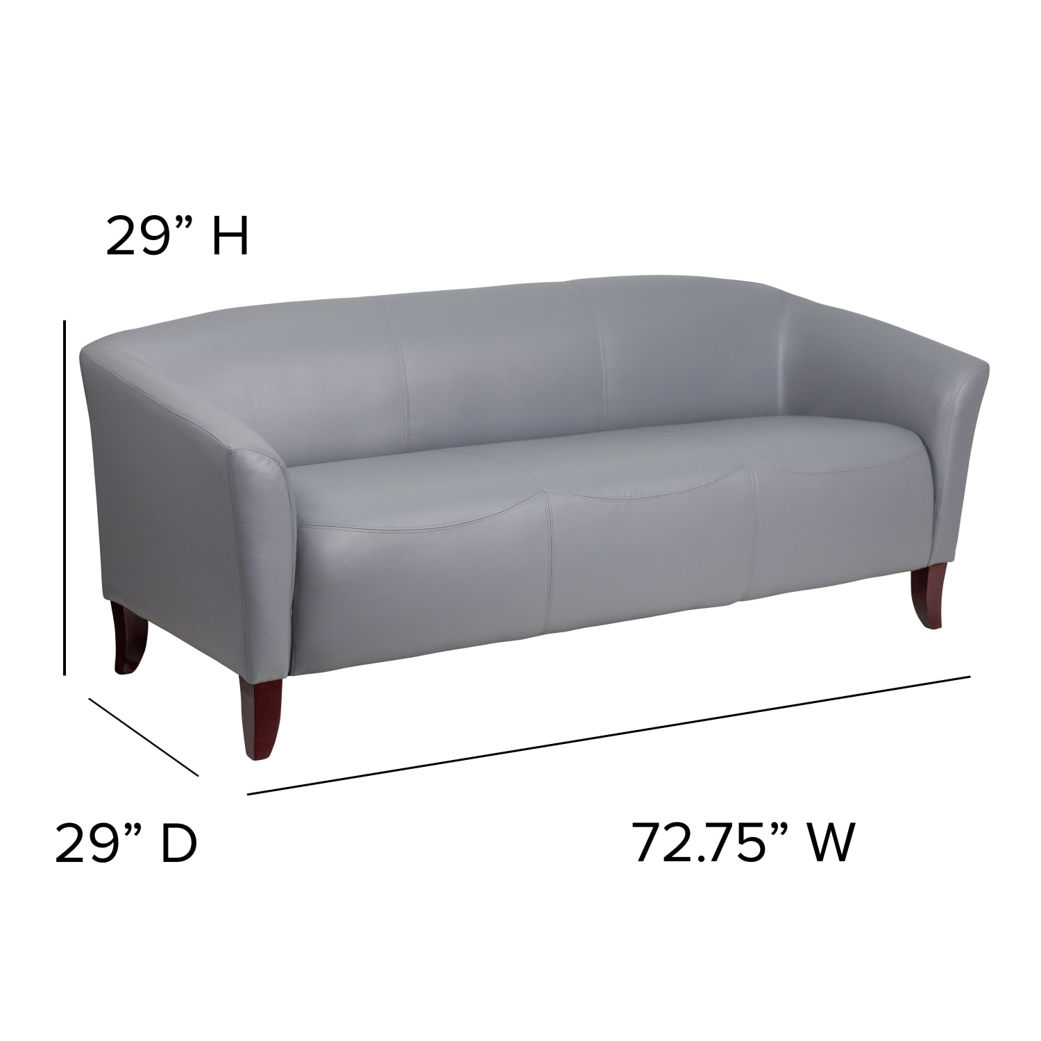 Flash Furniture HERCULES Imperial Series Leathersoft Sofa With Cherry Wood Feet, Gray - Image 7