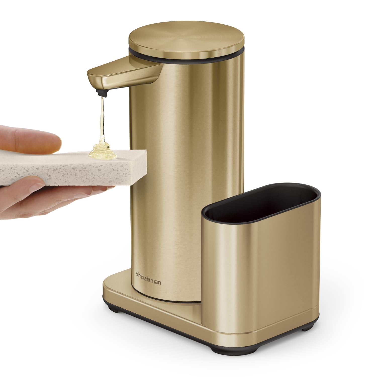 simplehuman Touch-Free Rechargeable Sensor Liquid Soap And Hand Sanitizer Dispenser, With Caddy, 14 Oz, Brass - Image 4