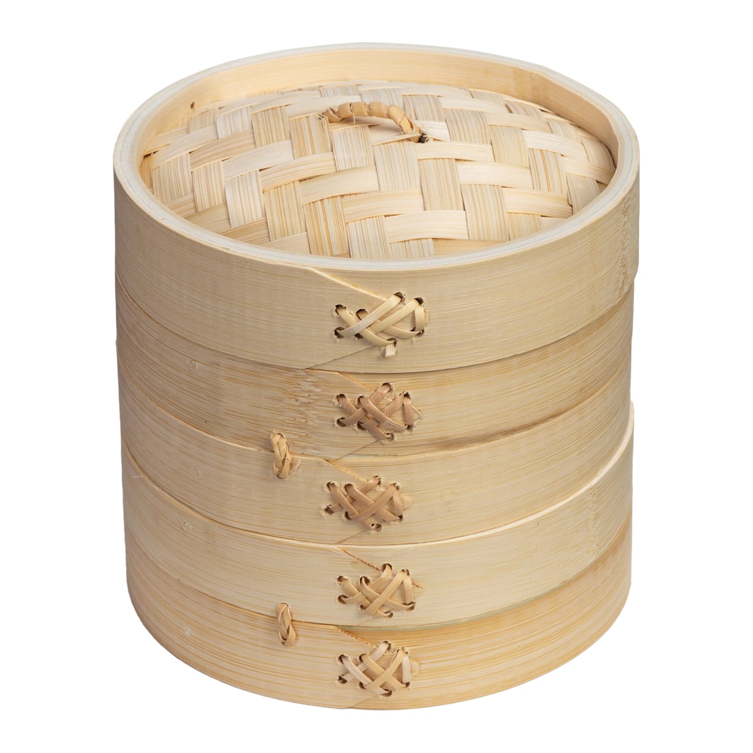 Joyce Chen 2-Tier Bamboo Steamer Baskets With Lid, 5-1/2inH x 6inW x 6inD