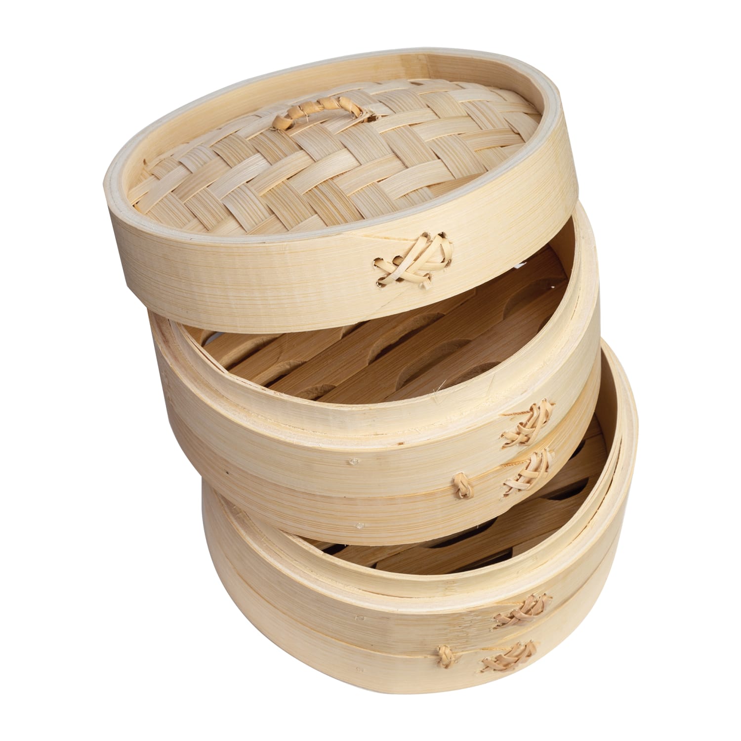 Joyce Chen 2-Tier Bamboo Steamer Baskets With Lid, 5-1/2inH x 6inW x 6inD - Image 3