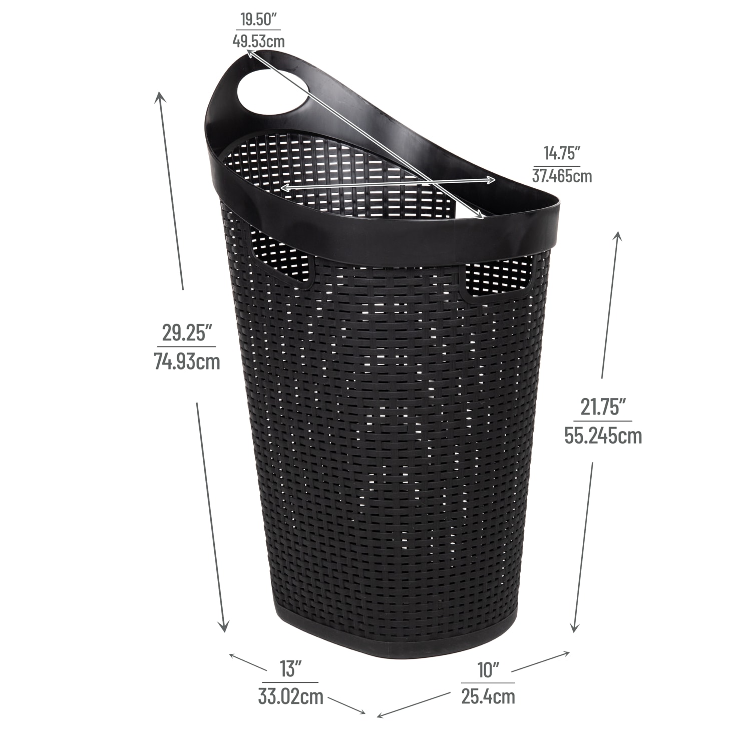 Mind Reader 60L Rolling Laundry Hamper on Wheels, 60 Liter Capacity, 29-1/4inH  x 14-3/4inW x 19-1/2inL, Black - Image 4