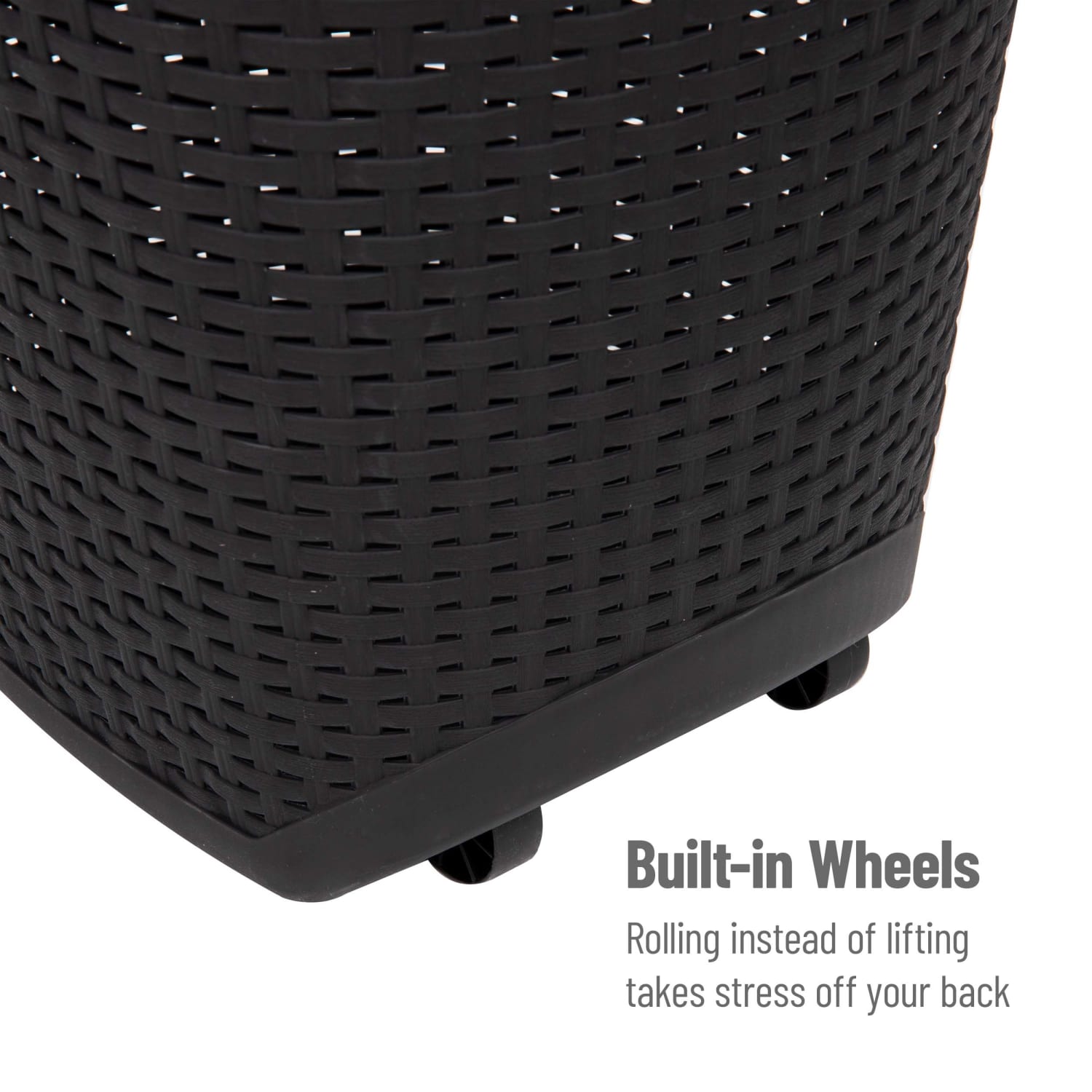 Mind Reader 60L Rolling Laundry Hamper on Wheels, 60 Liter Capacity, 29-1/4inH  x 14-3/4inW x 19-1/2inL, Black - Image 5