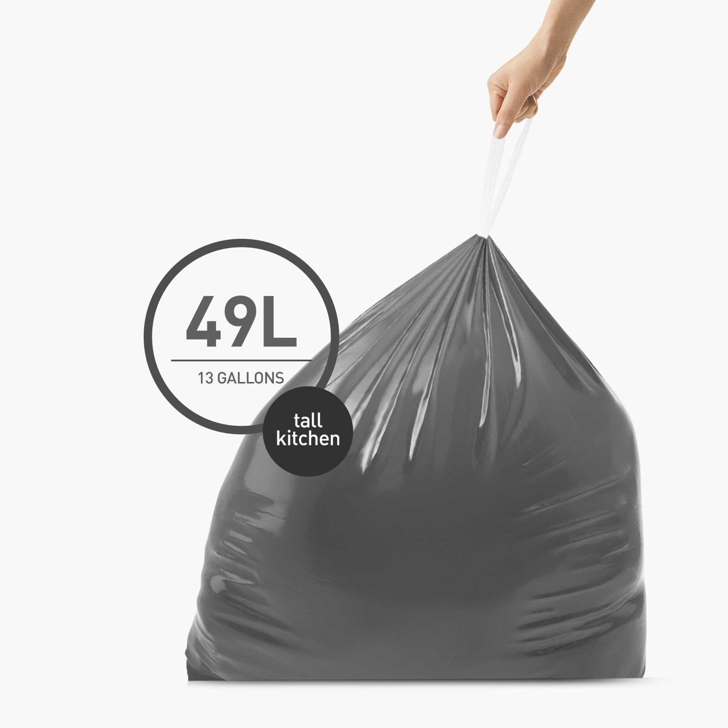 simplehuman Extra Strong Tall Kitchen Bags, 13 Gallon, Gray, 20 Liners Per Roll, Pack Of 4 Rolls - Image 4