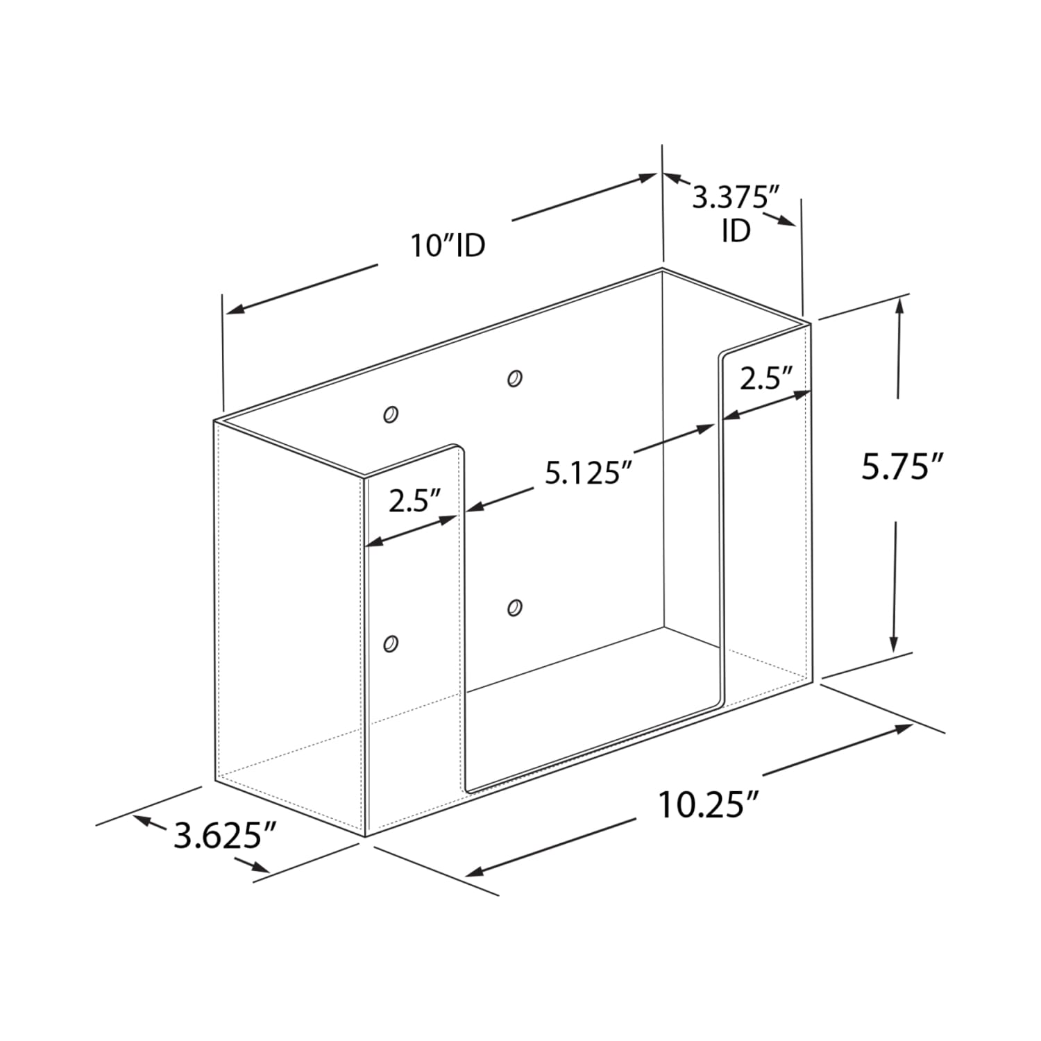 Azar Displays 1-Box Acrylic Glove Dispenser Holder, 5-3/4inH x 10-1/4inW x 3-5/8inD, Clear - Image 4