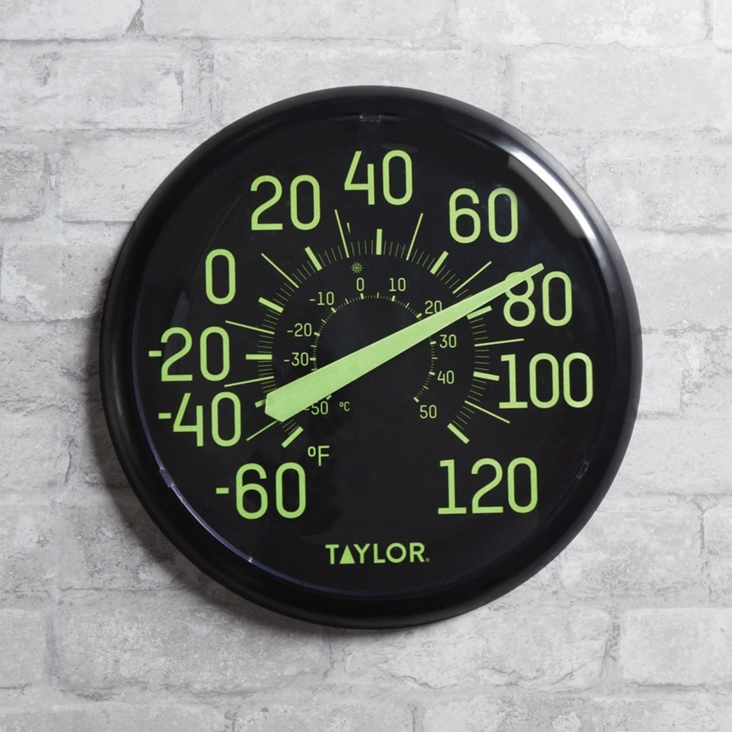 Taylor 13.25in Indoor/Outdoor Glow in the Dark Thermometer - 60 deg.F (-51.1 deg.C) to 120 deg.F (48.9 deg.C) - For Indoor/Outdoor, Garden, Home, Room - Assorted - Image 4