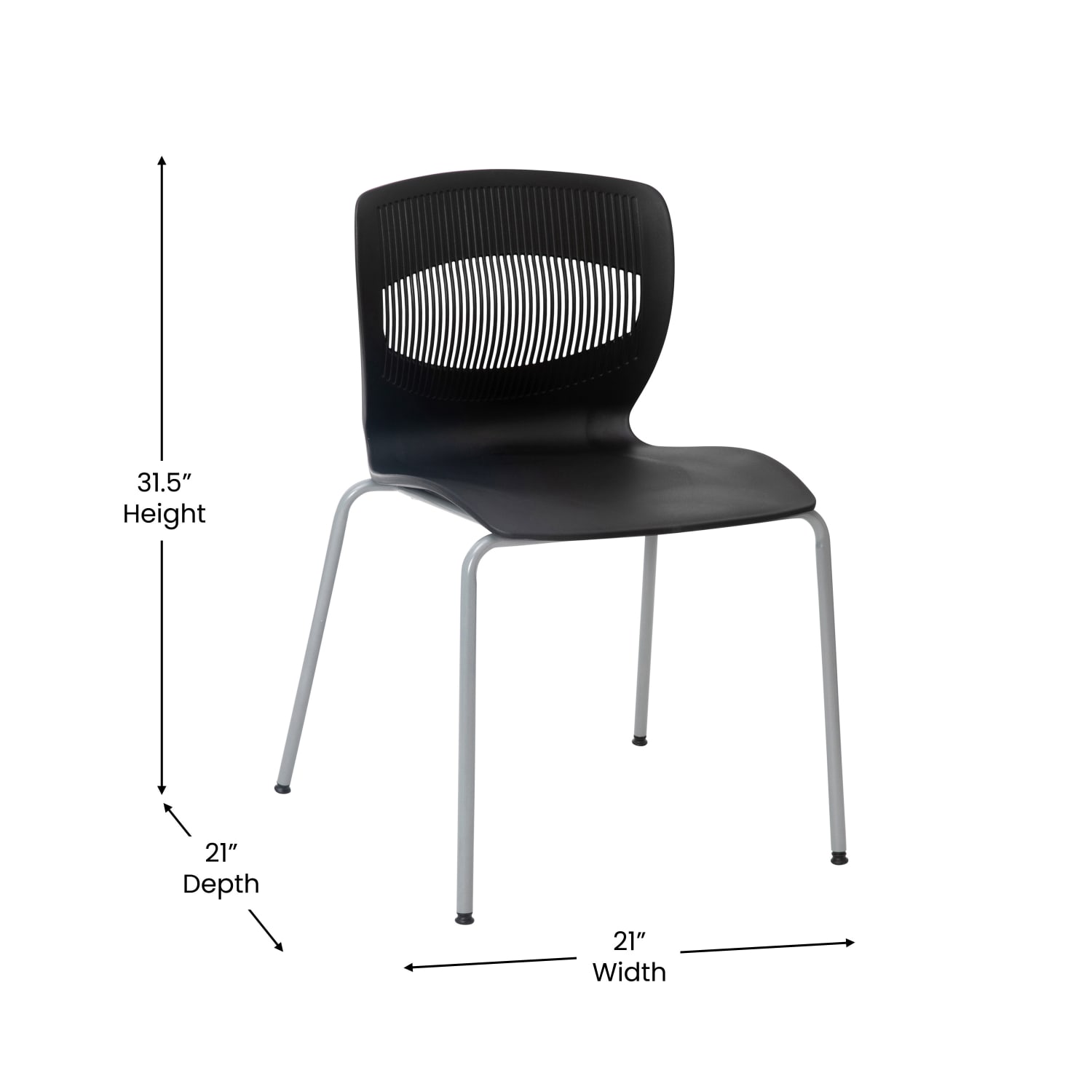 Flash Furniture HERCULES Series Commercial Grade 770 lb Capacity Ergonomic Stack Chair With Lumbar Support BlackSilver PopularChairscom