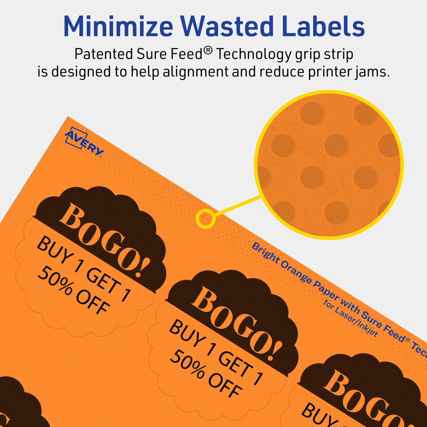 Avery Print-To-The-Edge Labels With Sure Feed Technology, 94516-BOP20, Round Scalloped, 2-1/2in, Matte Bright Orange, Pack of 180 - Image 5