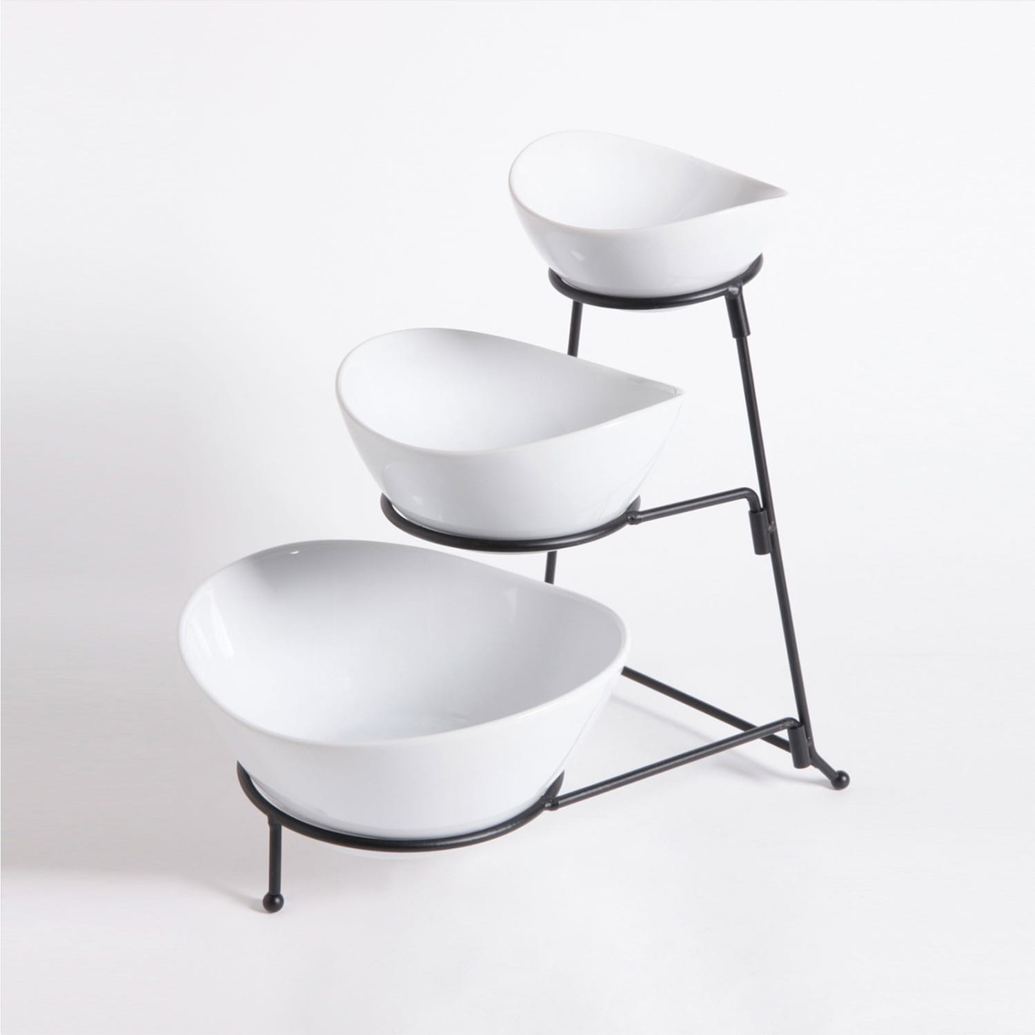 Gibson Elite Gracious Dining 3-Tier Bowl Server Set, White/Black - Image 3