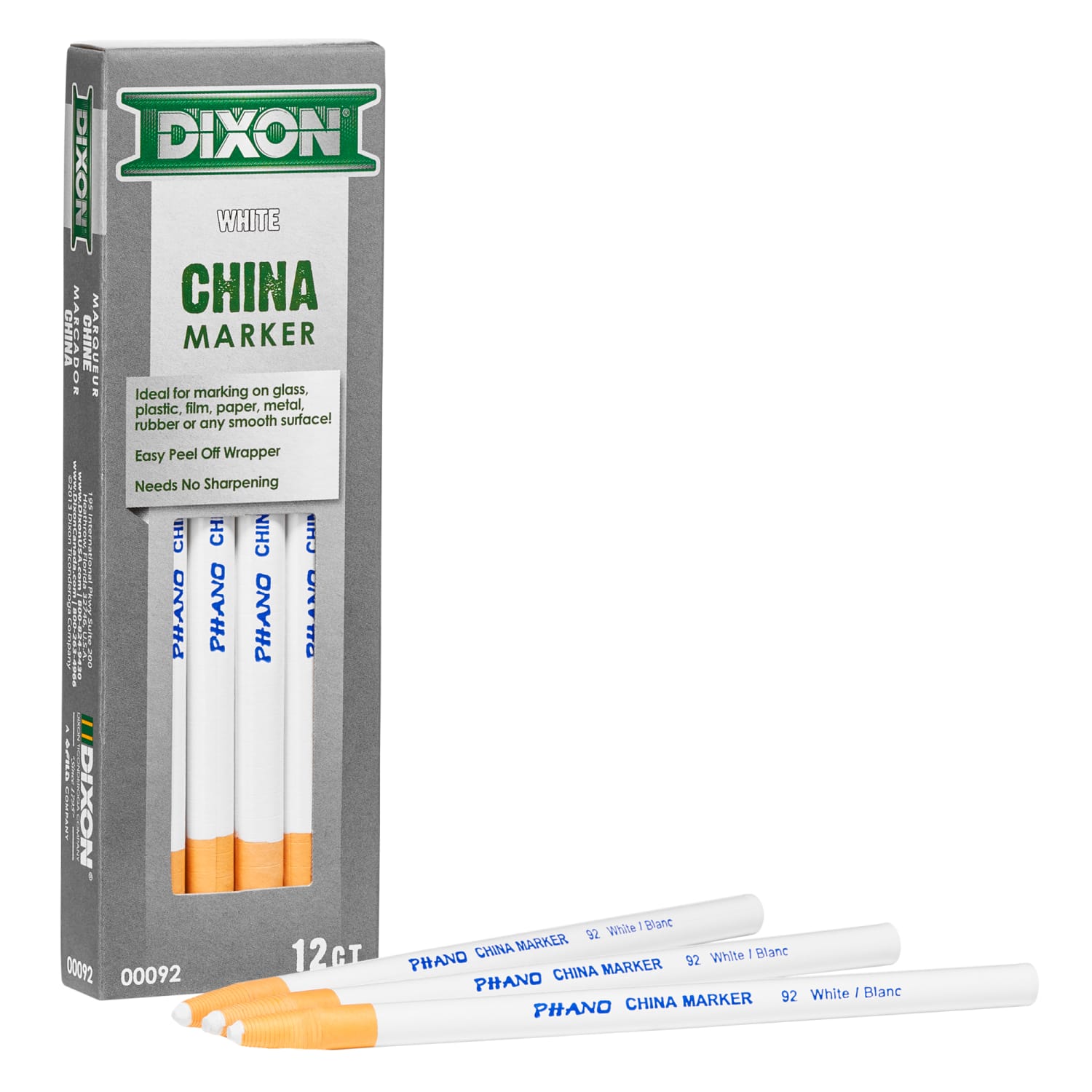 Dixon Phano China Markers, White, Presharpened, Pack of 12 - Image 3