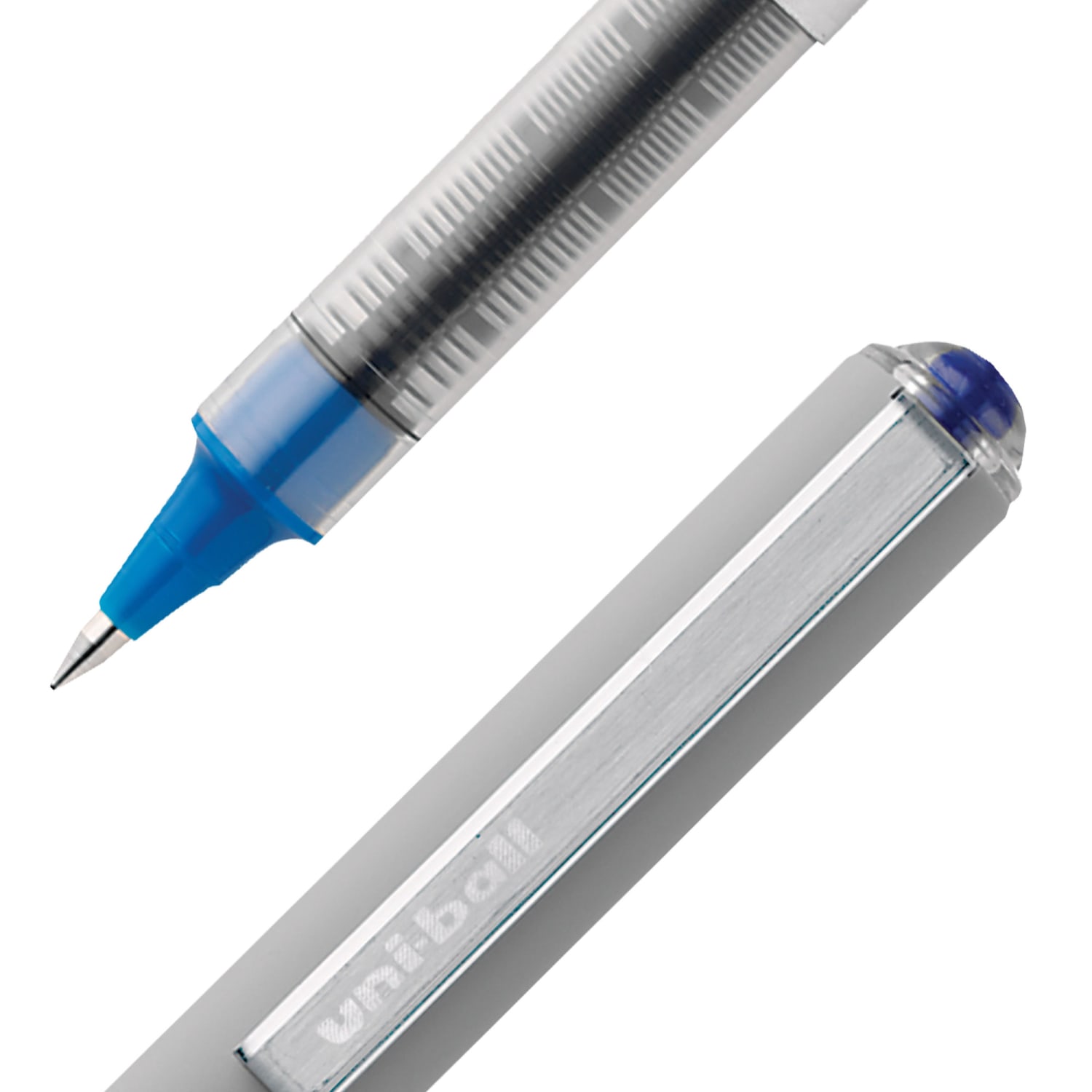 uni-ball Vision Rollerball Pens, Fine Point, 0.7 mm, Gray Barrel, Blue Ink, Pack Of 12 - Image 3