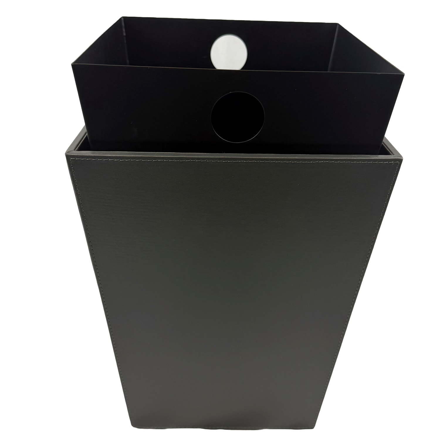 Hospitality Source Wood/Metal Waste Bins, 9-1/2in x 9-1/2in x 12-1/2in, Dark Gray, Set Of 6 Bins - Image 3