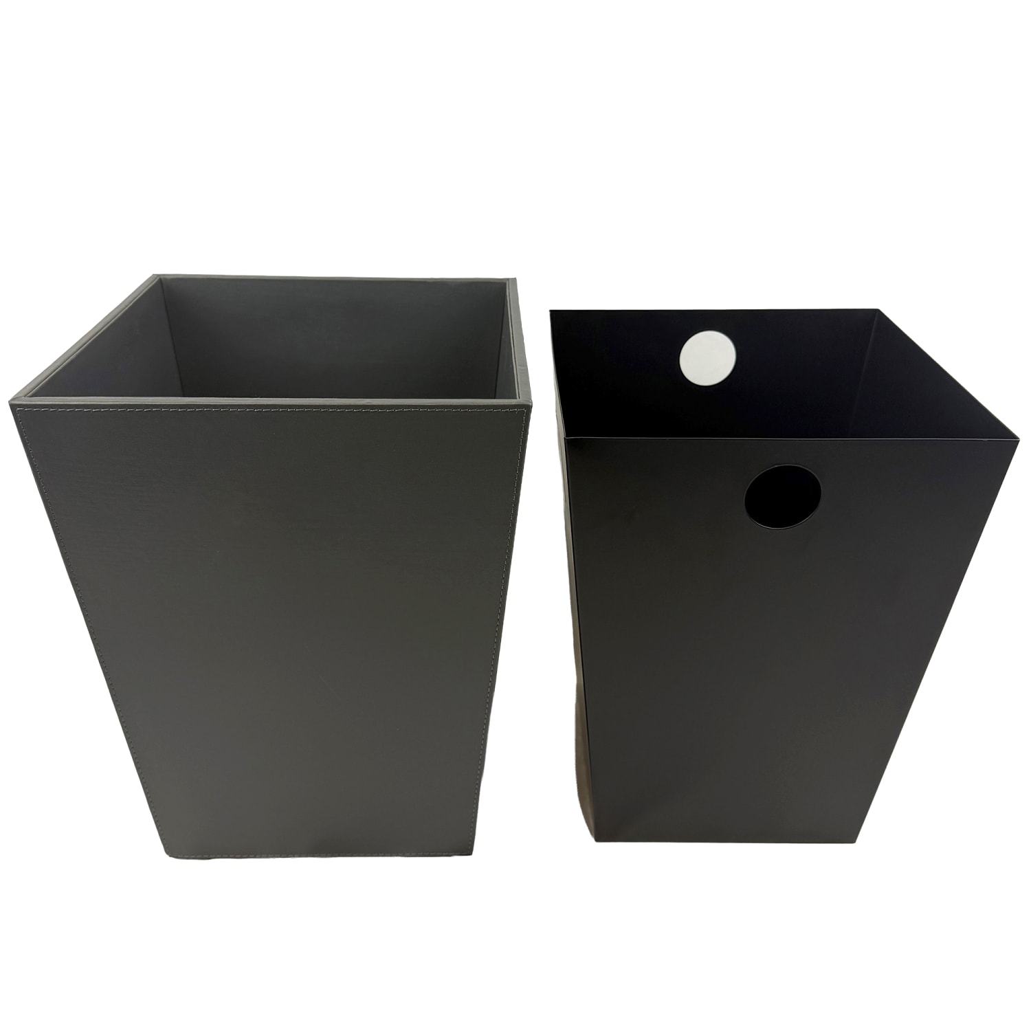 Hospitality Source Wood/Metal Waste Bins, 9-1/2in x 9-1/2in x 12-1/2in, Dark Gray, Set Of 6 Bins - Image 6