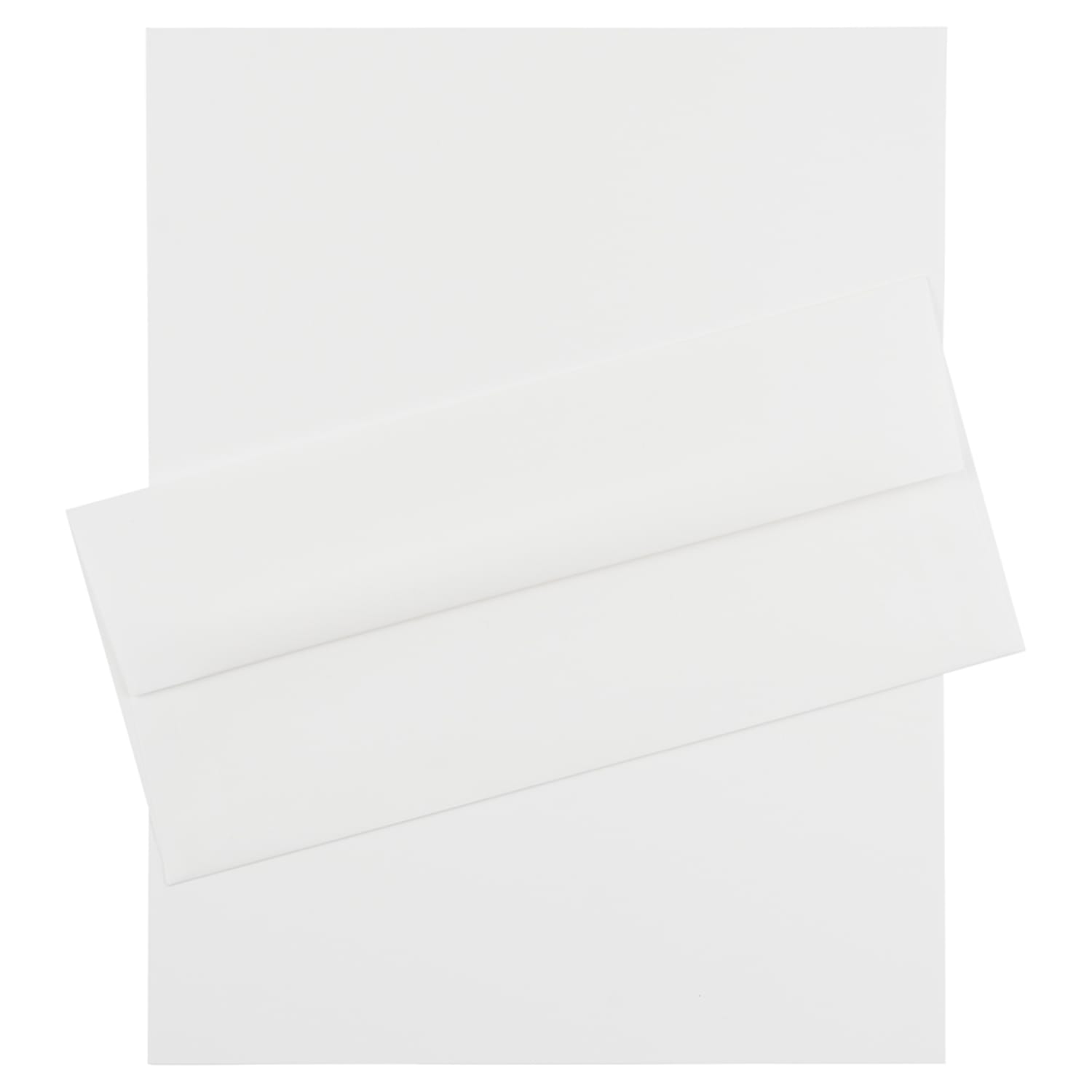 JAM Paper Strathmore Stationery Set, 8 1/2in x 11in, Bright White, Set Of 100 Sheets And 100 Envelopes