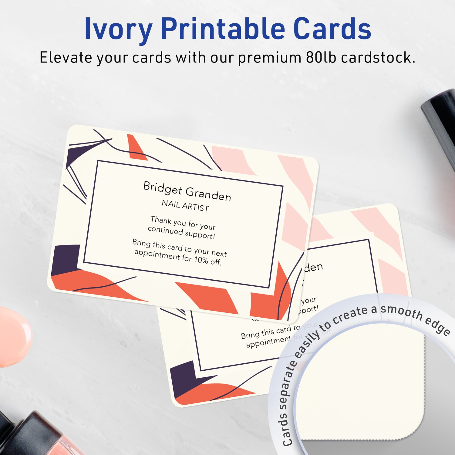 Avery Printable Postcards, 3-1/2in x 5in Rectangle Rounded Corners, Matte Ivory, Pack Of 40 - Image 3