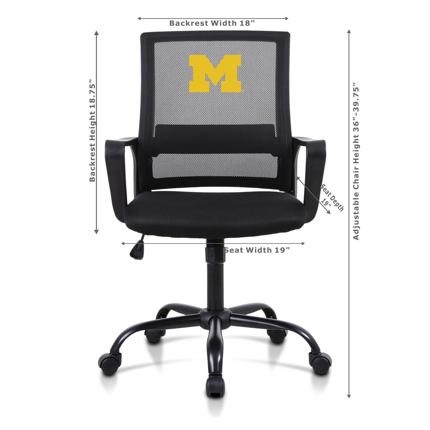 Imperial NCAA Mesh Mid-Back Task Chair, University Of Michigan - Image 3