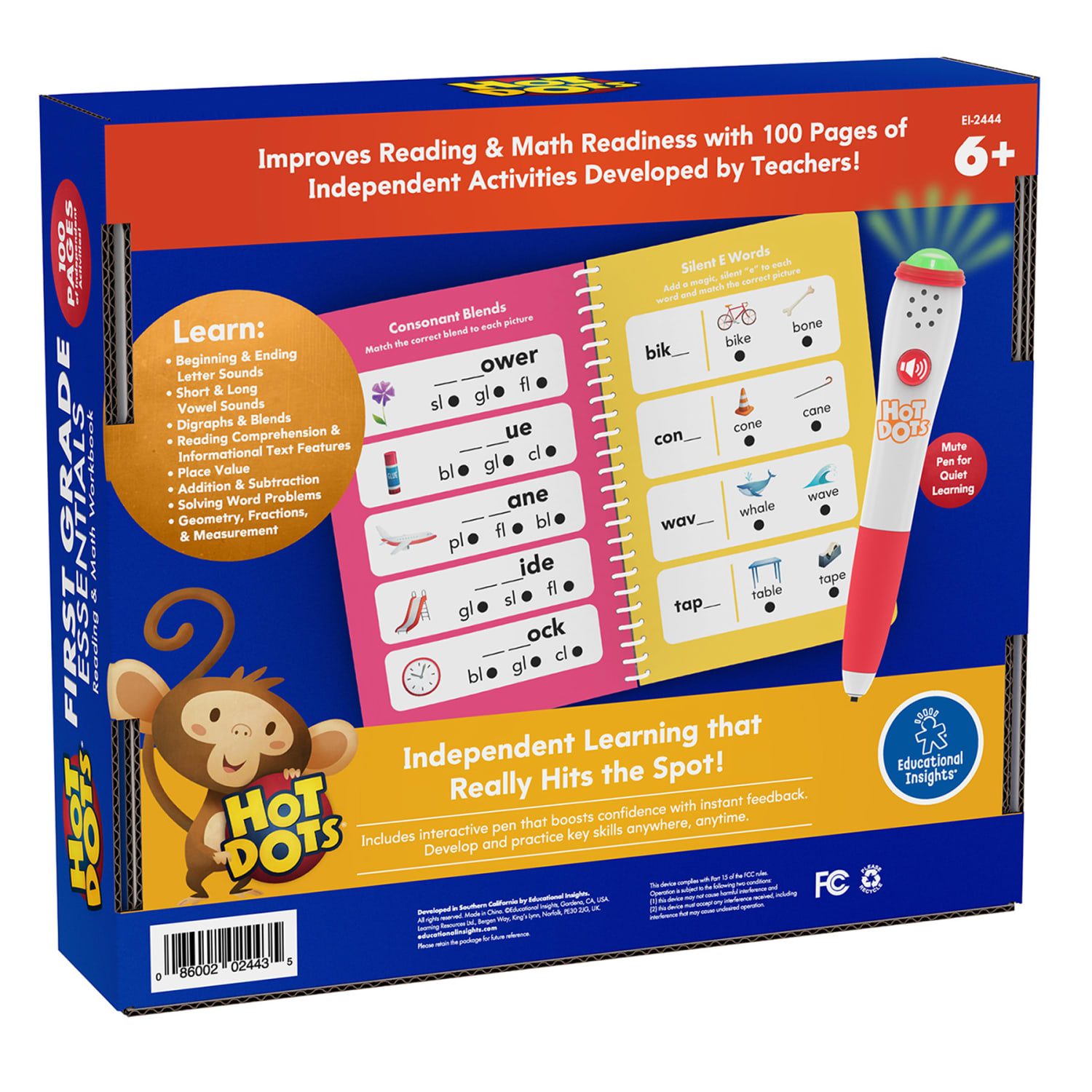 Educational Insights Hot Dots First Grade Essentials Reading & Math Workbook - Image 3