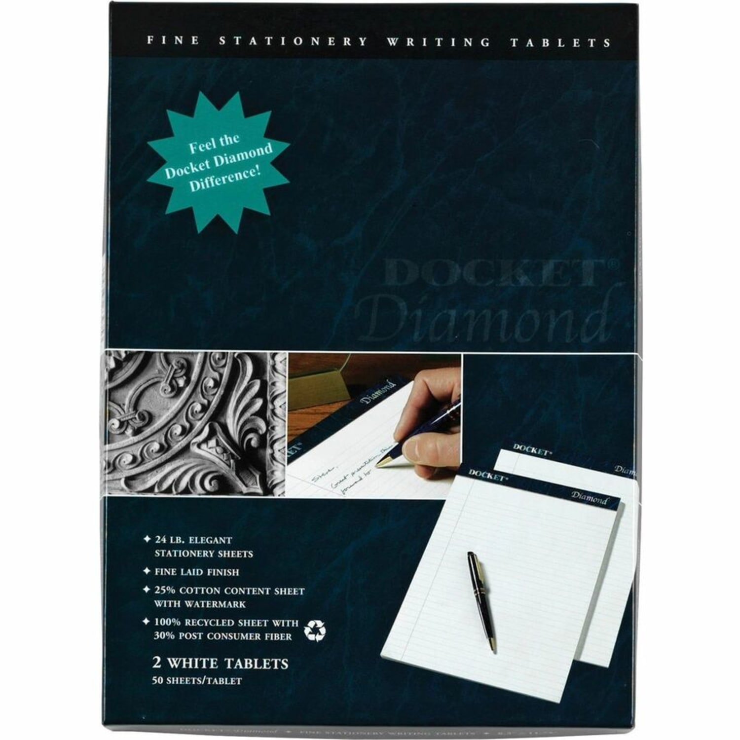TOPS Docket Diamond Premium 100% Recycled Legal Pad, 8 1/2in x 11 3/4in, Legal Ruled, 50 Sheets, White, Pack Of 2 Pads - Image 4