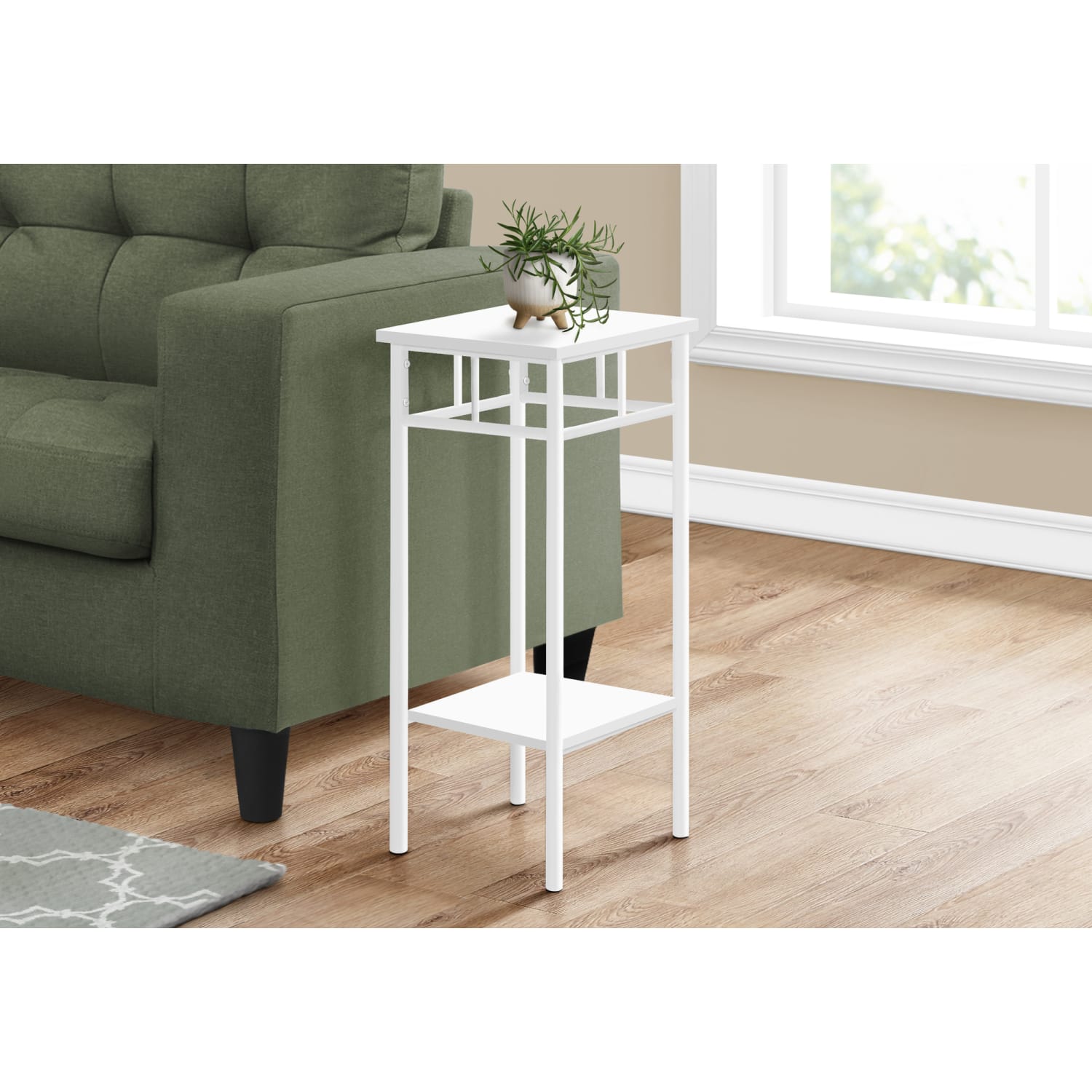 Monarch Specialties Avis Metal Accent Table, 28inH x 12inW x 12inD, White/White - Image 3