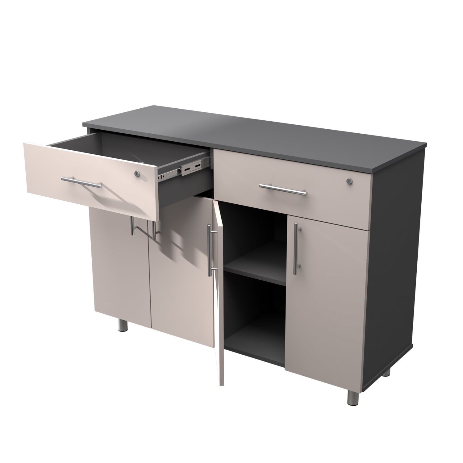 Inval 23inW Double Storage Cabinet, Taupe/Dark Gray - Image 3