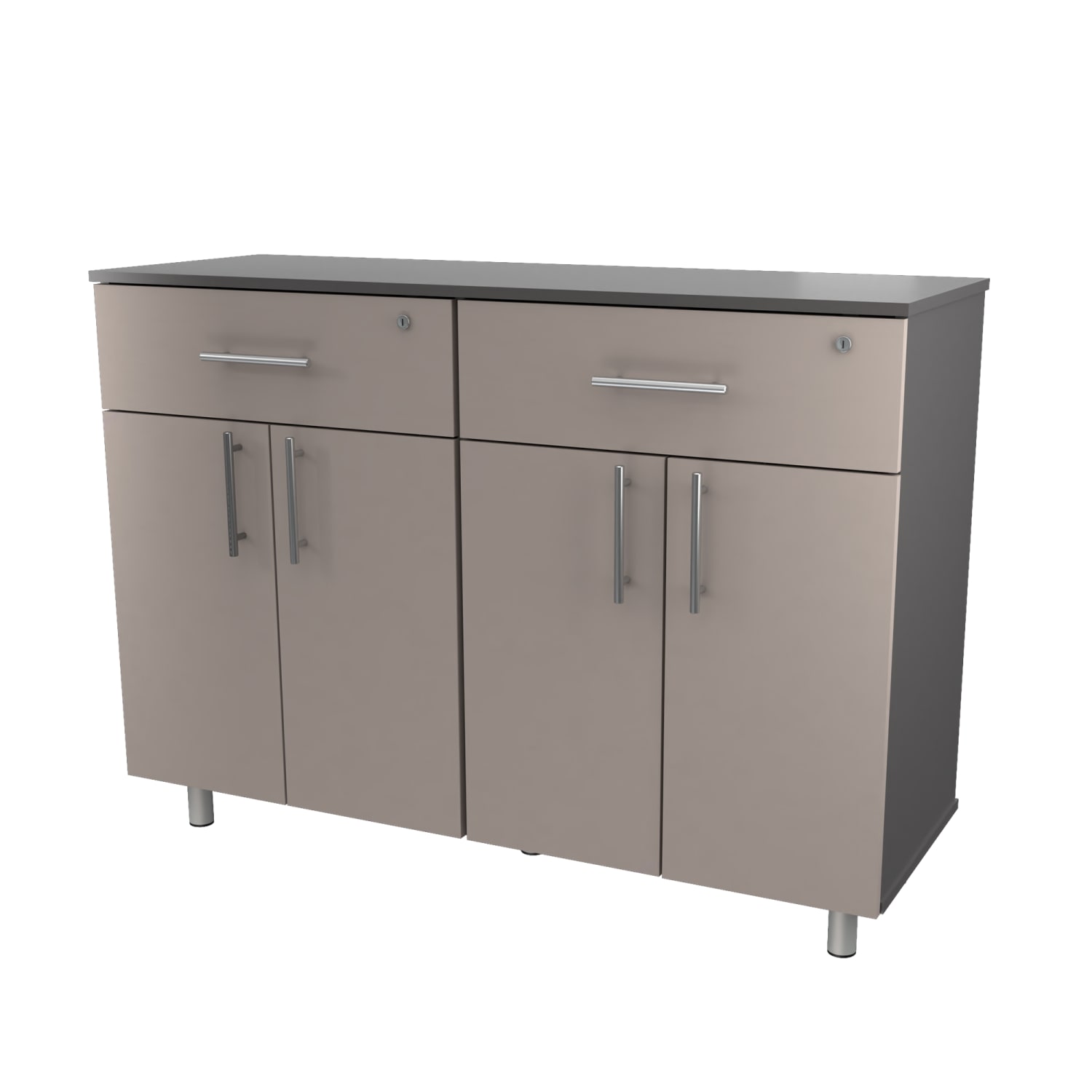 Inval 23inW Double Storage Cabinet, Taupe/Dark Gray - Image 4