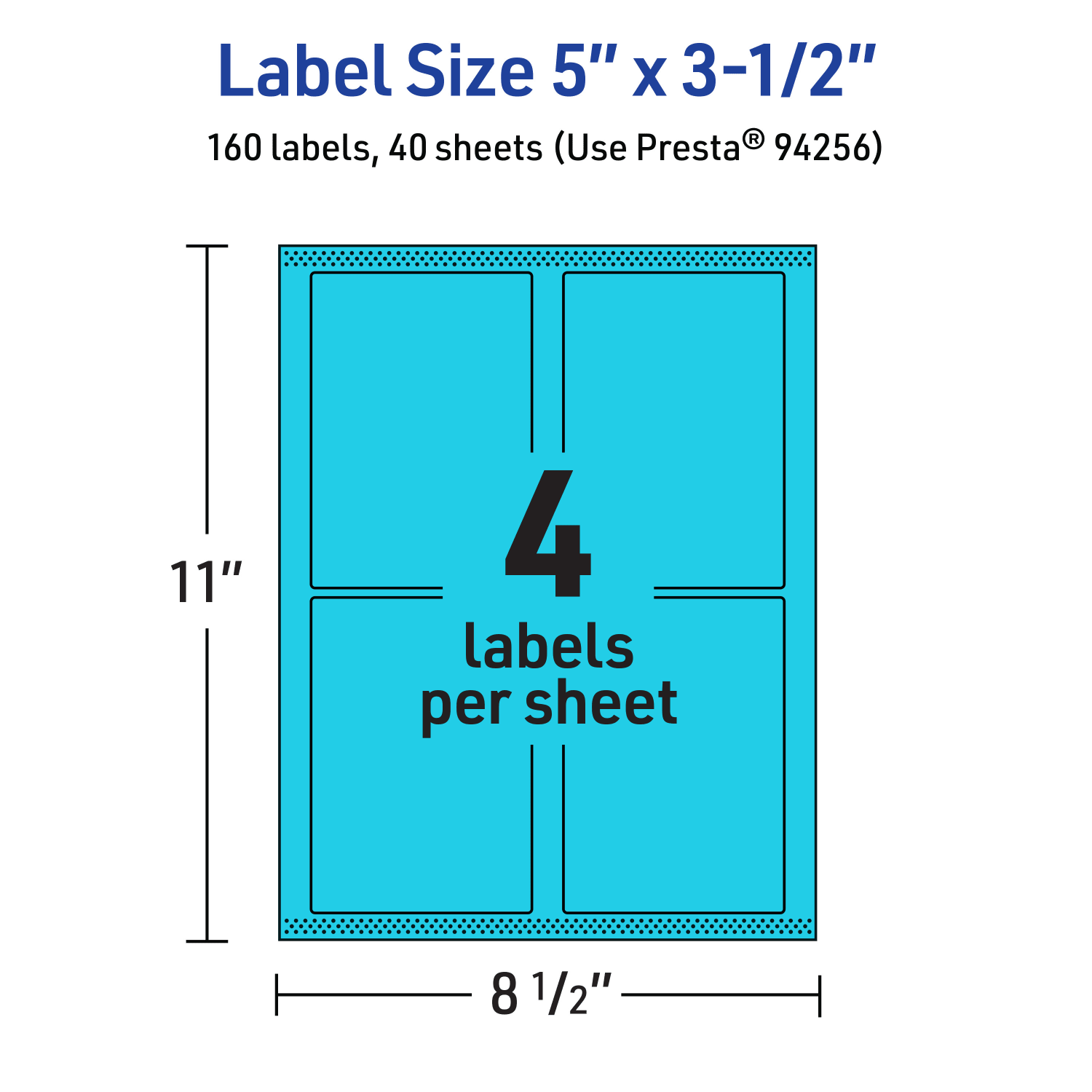 Avery Printable Labels With Sure Feed Technology, 94256-BBP40, Rectangle, 5in x 3-1/2in, Matte Bright Blue, Pack of 160 - Image 6