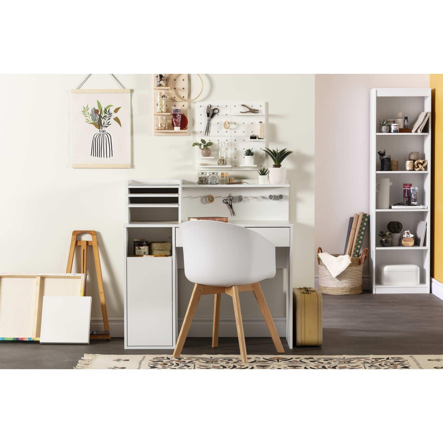 South Shore Crea 41inW Craft Table With Hutch, Pure White - Image 3
