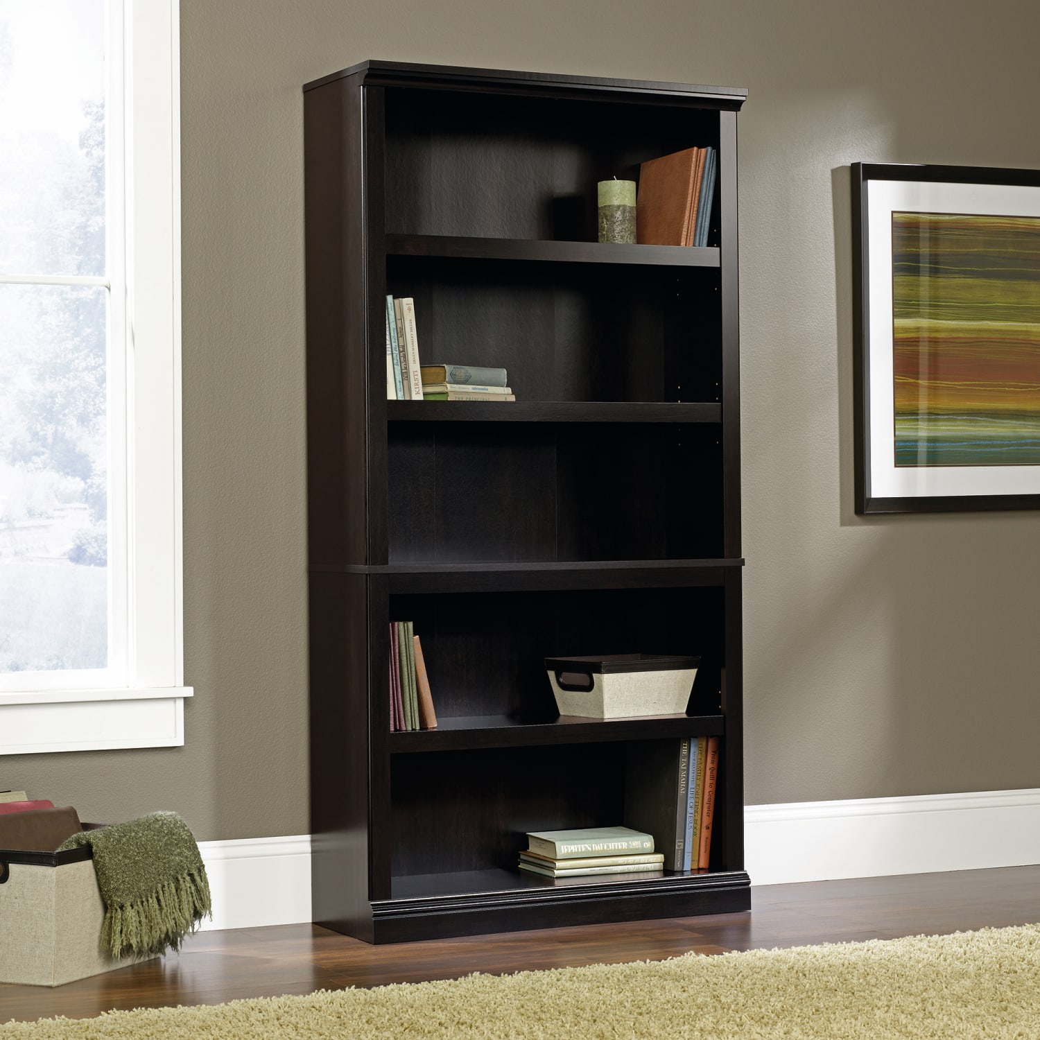 Sauder Select 70inH 5-Shelf Bookcase, Estate Black - Image 3