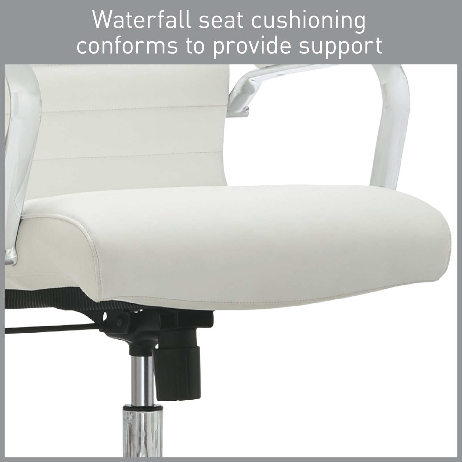 Realspace Modern Comfort Winsley Bonded Leather Mid Back Manager Office Chair WhiteSilver BIFMA Compliant PopularChairscom