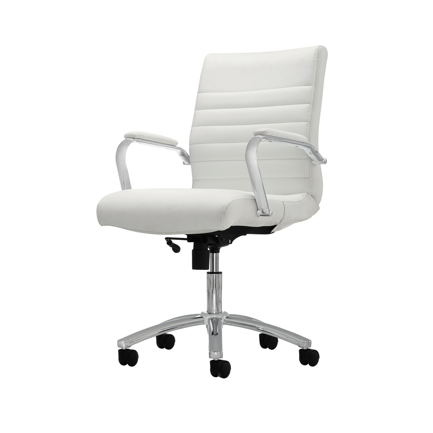 Realspace Modern Comfort Winsley Bonded Leather Mid Back Manager Office Chair WhiteSilver BIFMA Compliant PopularChairscom