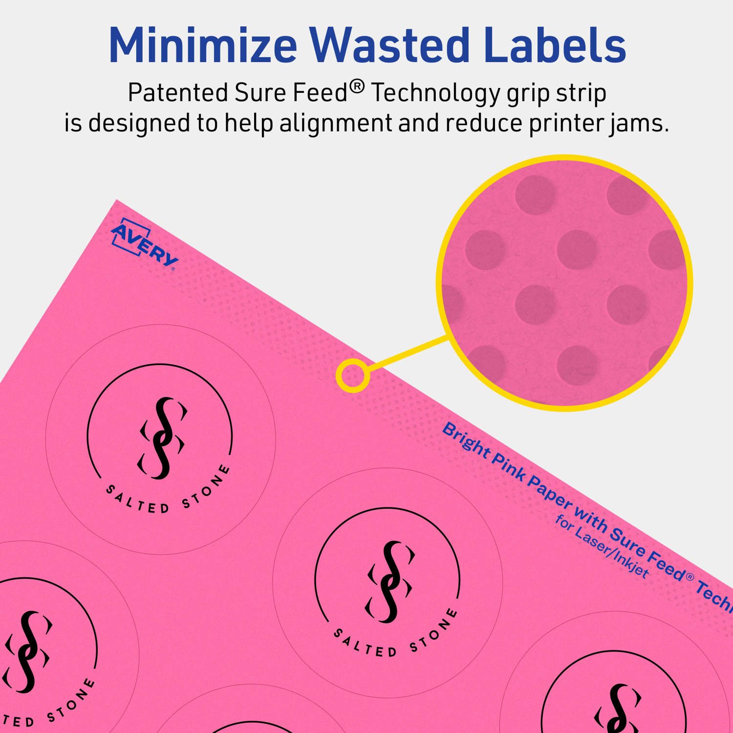 Avery Print-To-The-Edge Labels With Sure Feed Technology And Easy Peel Label Feature, 94510-BPP80, Round, 2-1/4in, Matte Bright Pink, Pack of 960 - Image 5