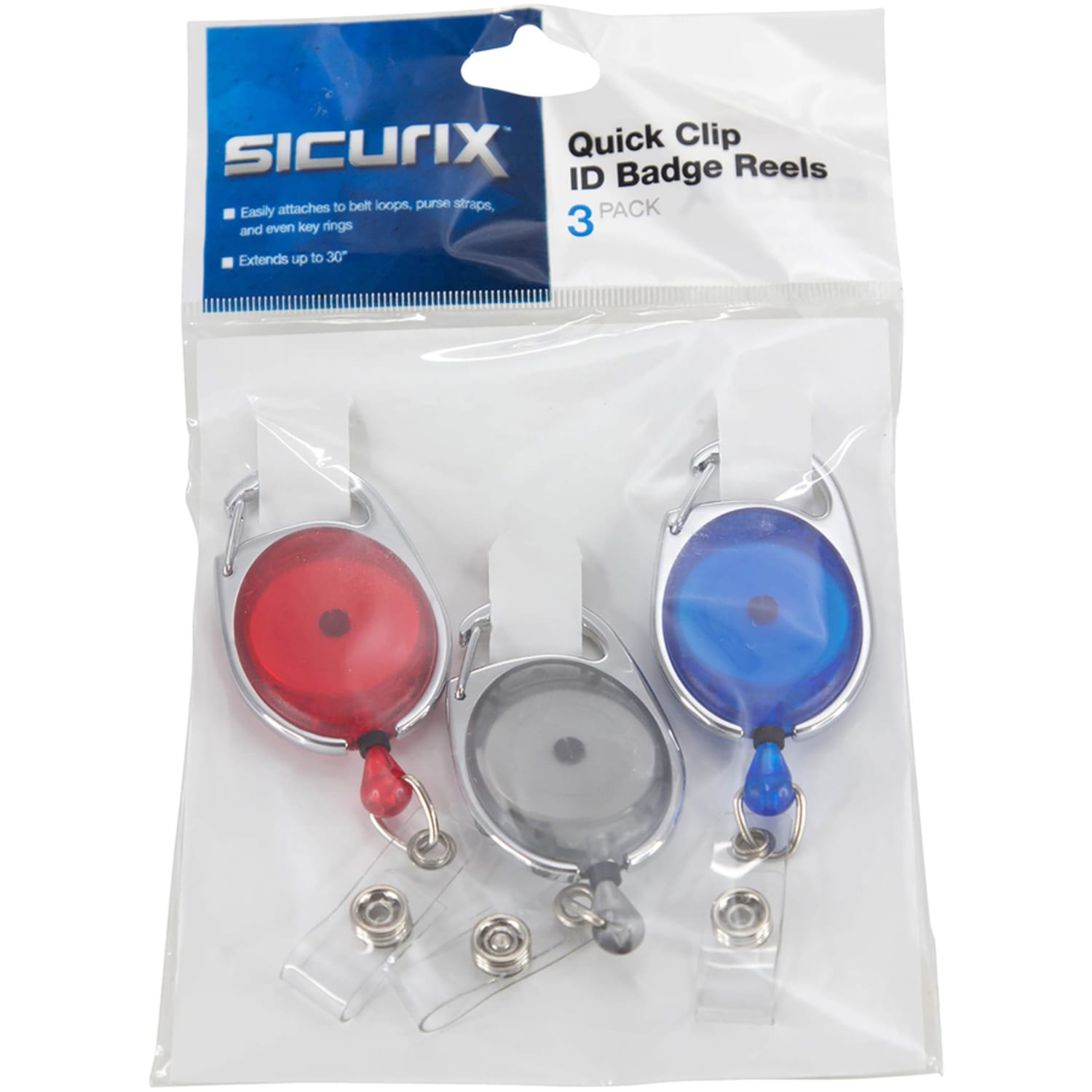 SICURIX Quick Clip ID Card Reel, Beige/Green, Pack of 3 - Image 5