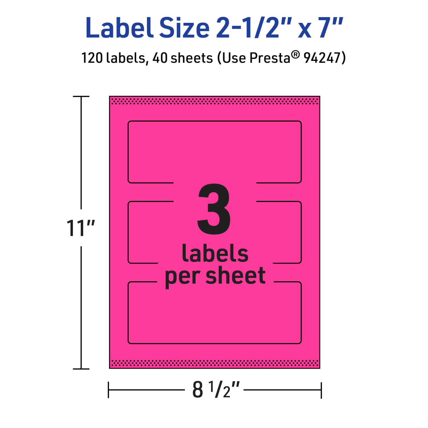 Avery Print-To-The-Edge Labels With Sure Feed Technology, 94247-NMP40, Rectangle, 2-1/2in x 7in, Matte Neon Magenta, Pack of 120 - Image 6