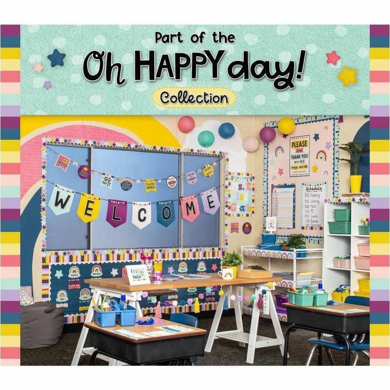 Teacher Created Resources Straight Border Trim, Oh Happy Day Pom-Poms And Tassels, Pack Of 12 Pieces - Image 4