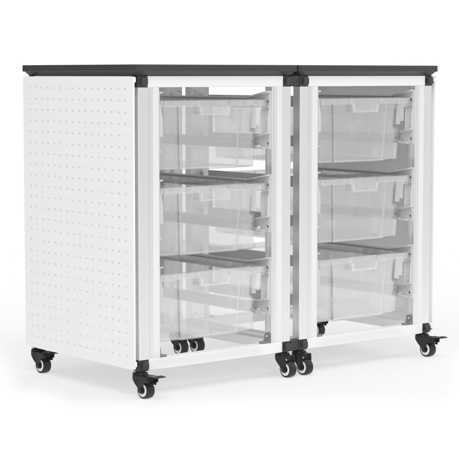 Luxor Modular Classroom Storage Cabinets, 6 Large Bins, 29inH x 18-1/4inW x 18-1/4inD, White, Pack Of 2 Side-By-Side Modules - Image 3