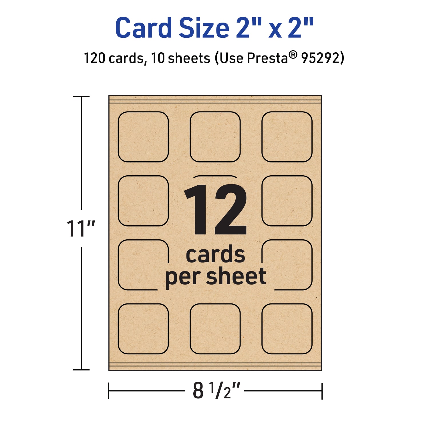 Avery Printable Note Cards With Sure Feed Technology, 2in x 2in Square Rounded Corners, Kraft Brown, Pack Of 120 - Image 6