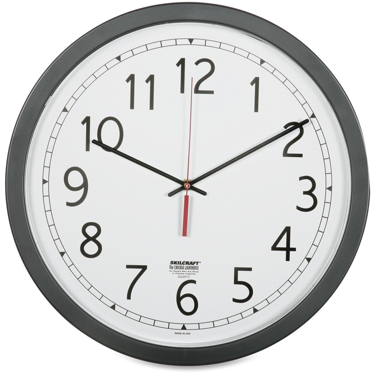 SKILCRAFT Quartz Movement Wall Clock, 16 1/2inW, Black (AbilityOne 6645-01-623-8824) - Image 3