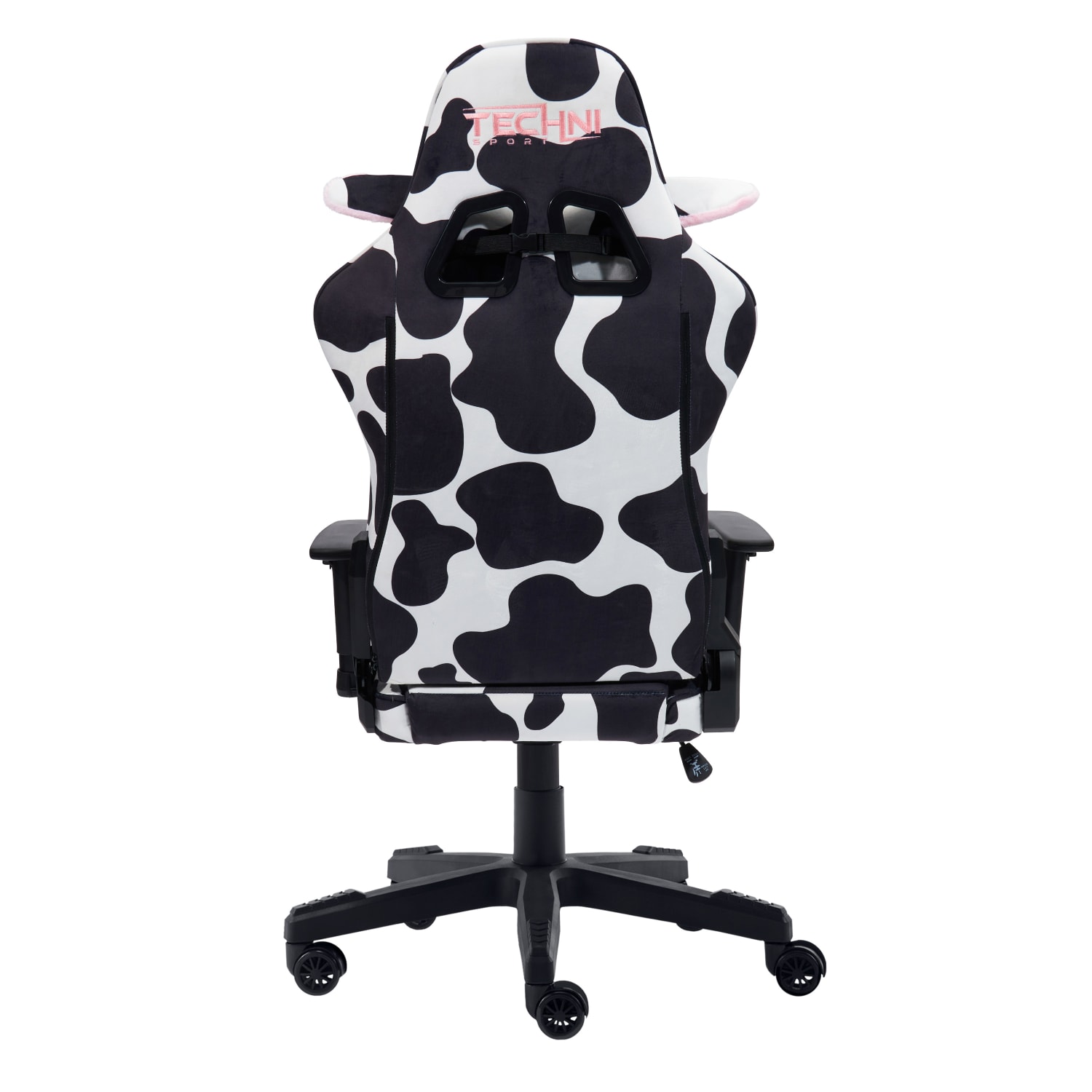 Techni Sport Cow Series Ergonomic Fabric Computer Gaming Chair, White/Black - Image 8