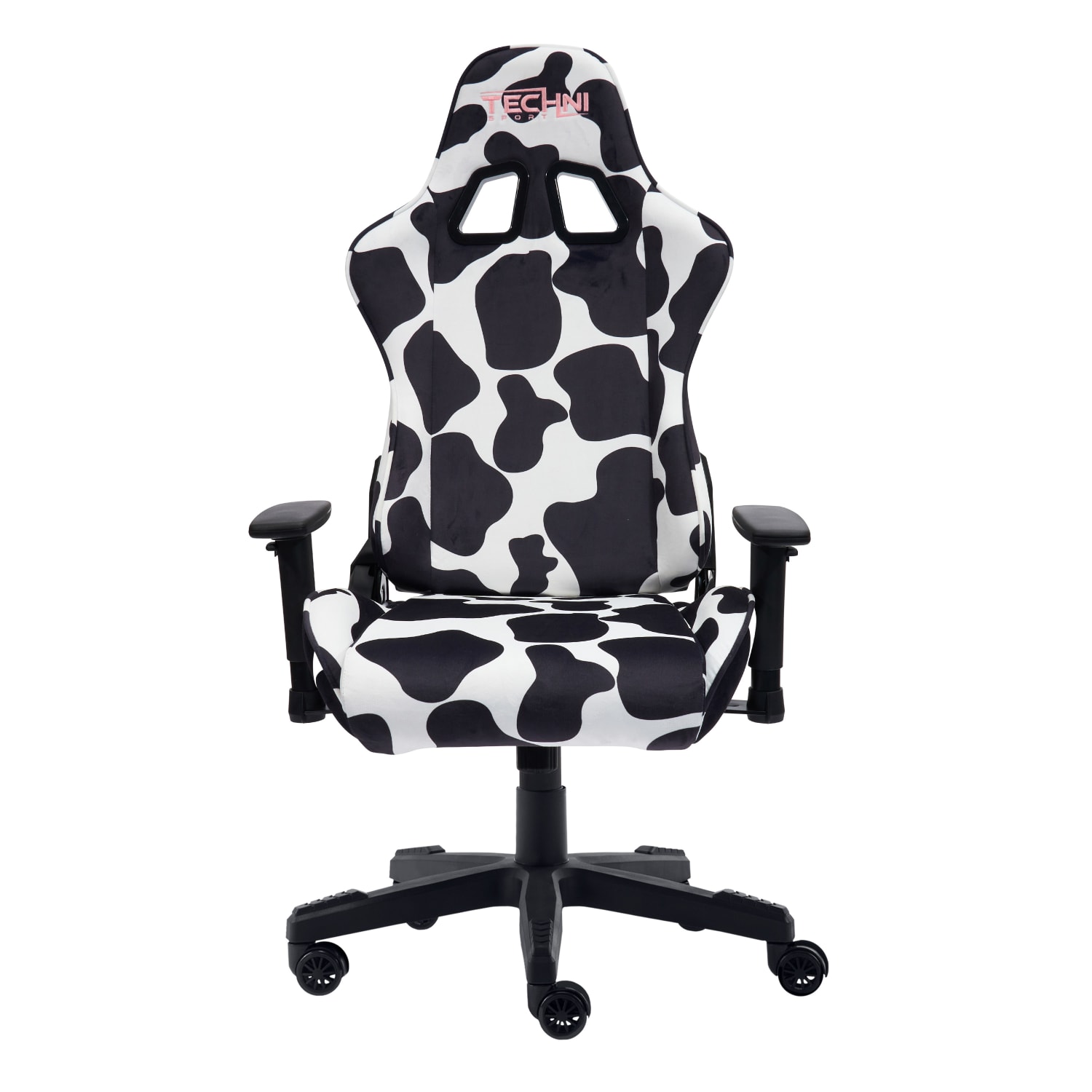 Techni Sport Cow Series Ergonomic Fabric Computer Gaming Chair, White/Black - Image 11