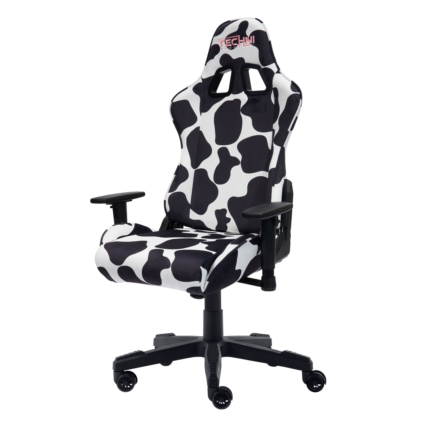 Techni Sport Cow Series Ergonomic Fabric Computer Gaming Chair, White/Black - Image 12