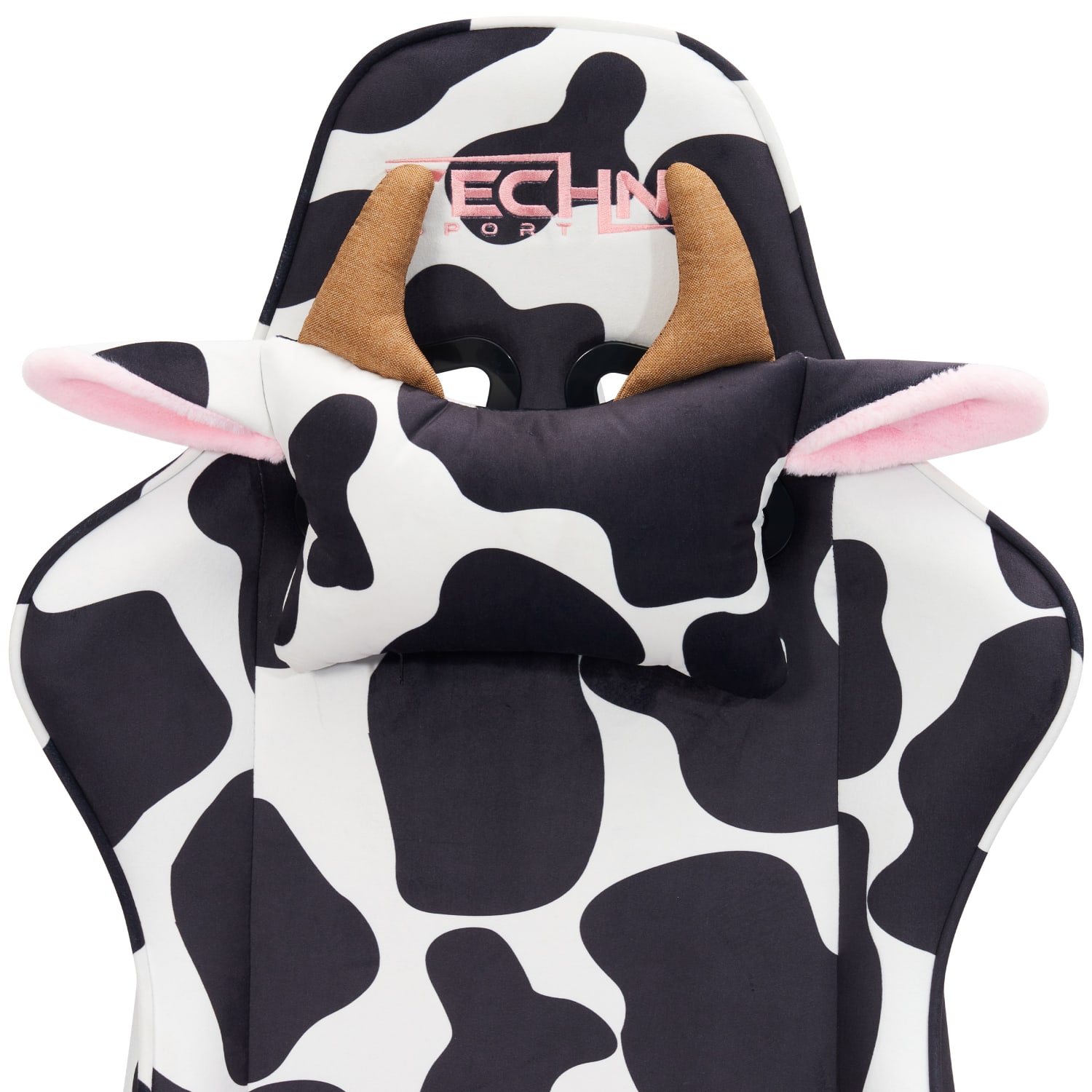 Techni Sport Cow Series Ergonomic Fabric Computer Gaming Chair, White/Black - Image 13