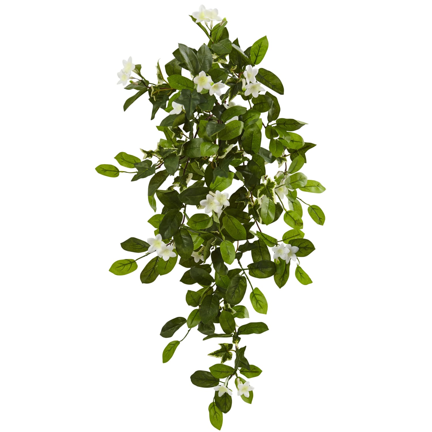 Nearly Natural Mixed Stephanotis & Ivy 19in Artificial Hanging Plants, Green, Set Of 4 Plants