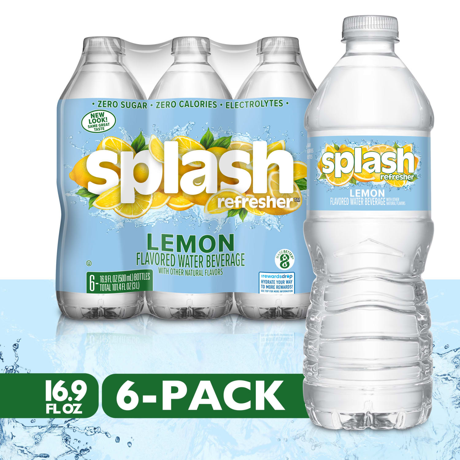 Splash Refresher Lemon Flavor Water Beverage 16.9 FL OZ Plastic Bottle Pack of 6 - Image 4